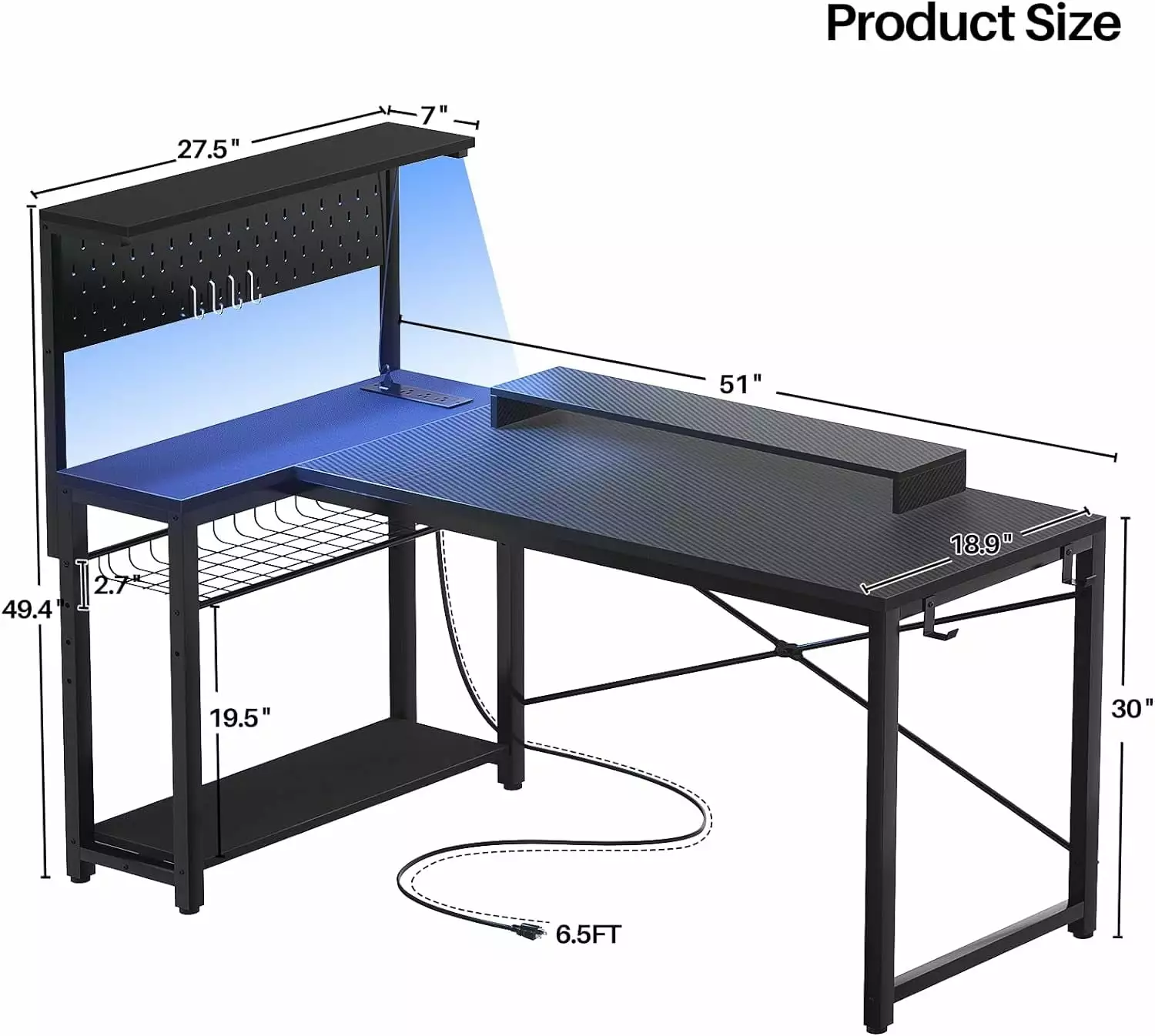 iSunirm 47 Inch L Shaped Desk Black Oak Modern Office Desk Sturdy Frame