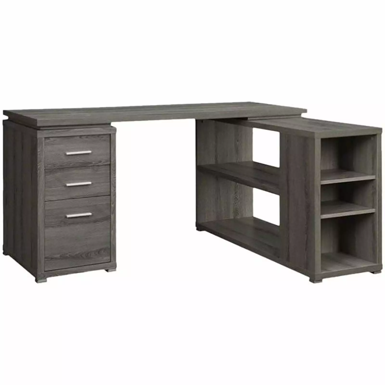 Kingfisher Lane Contemporary Wood L Shape Writing Desk Weathered Gray Silver