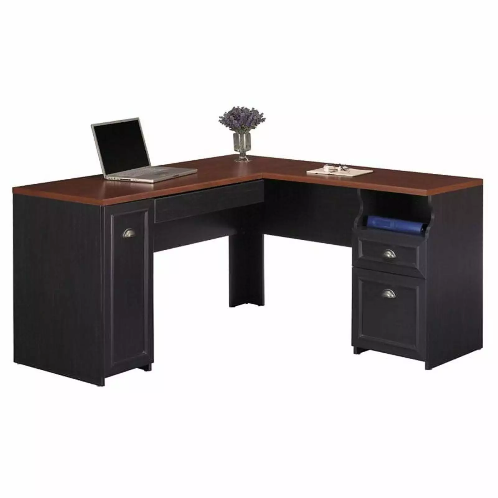 Kingfisher Lane L-Shaped Wood Computer Desk Black Home Office Desk