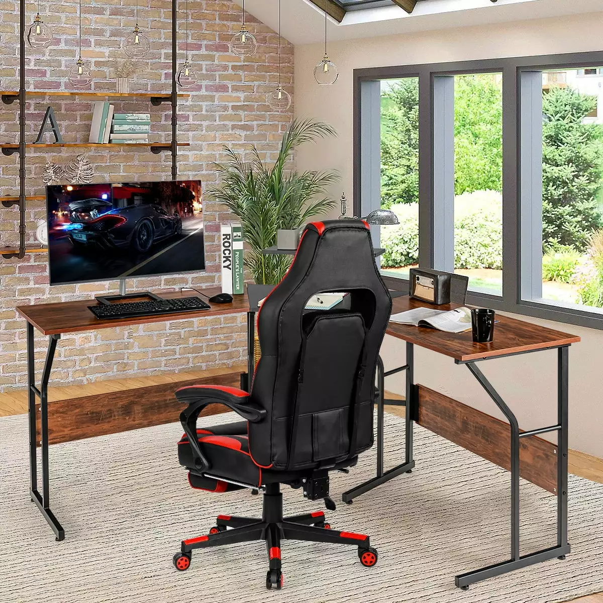 L-Shaped Computer Office Desk Home Office Writing Study Workstation Corner Gaming Desk Lazyland