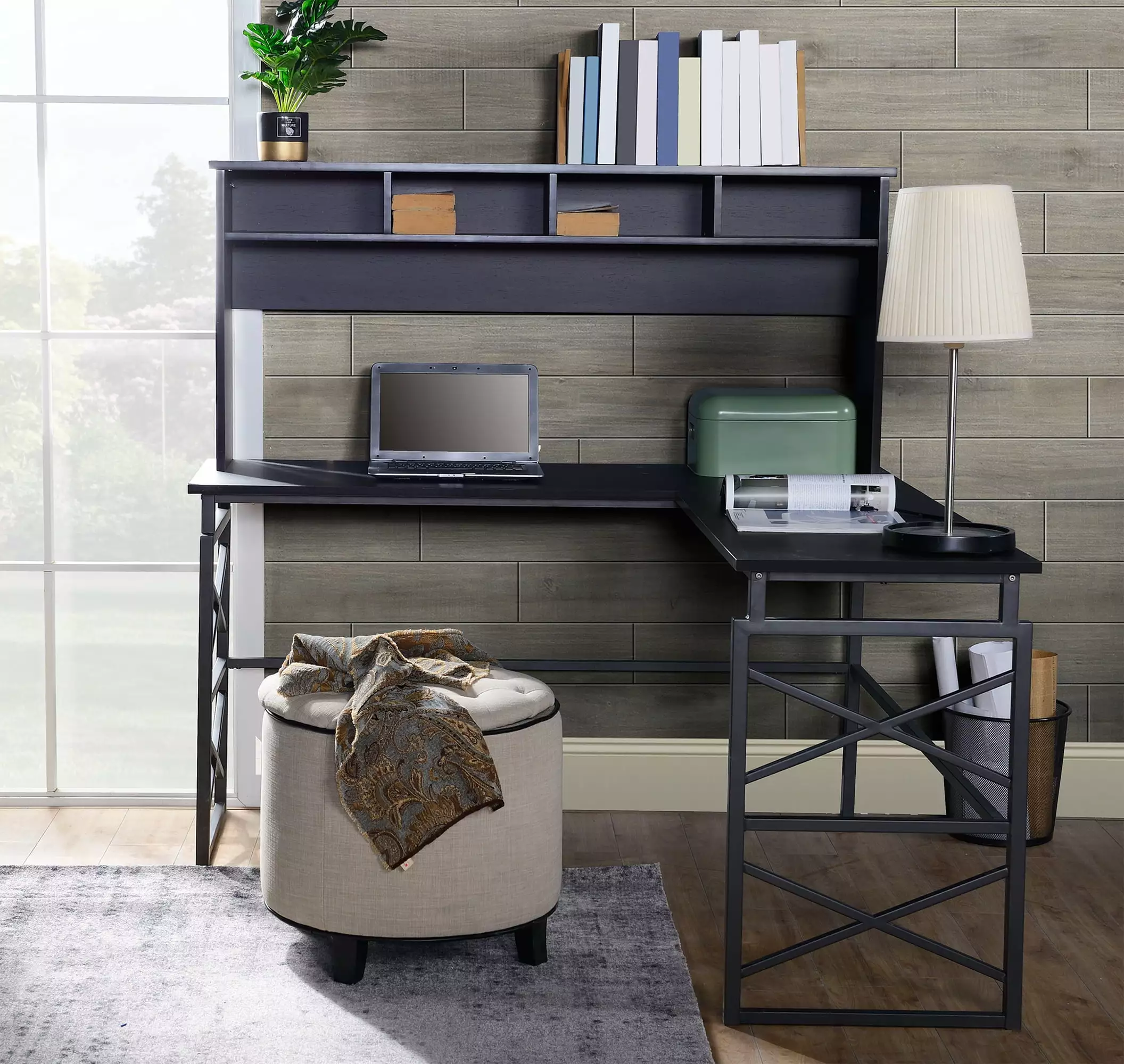 Hoboken L-Shaped Desk Hutch Home Office Storage Legacy Home Collection