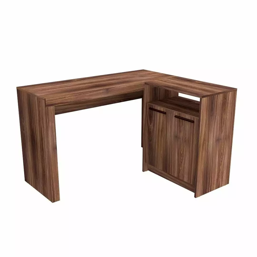 Kalmar L-Shaped Office Desk Inclusive Cabinet Space Saving Corner Desk Manhattan Comfort