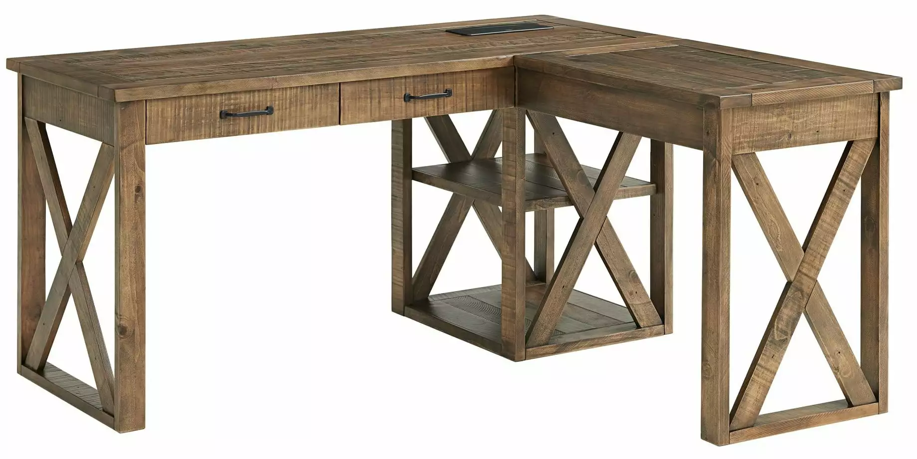 Martin Svensson Home Rustic 60 L Desk Fingerprint Lock Natural Brown Office Desk
