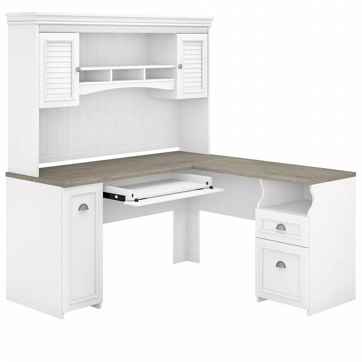 Maykoosh Timeless Trends 60W L Shaped Desk Hutch - Classic Office Furniture