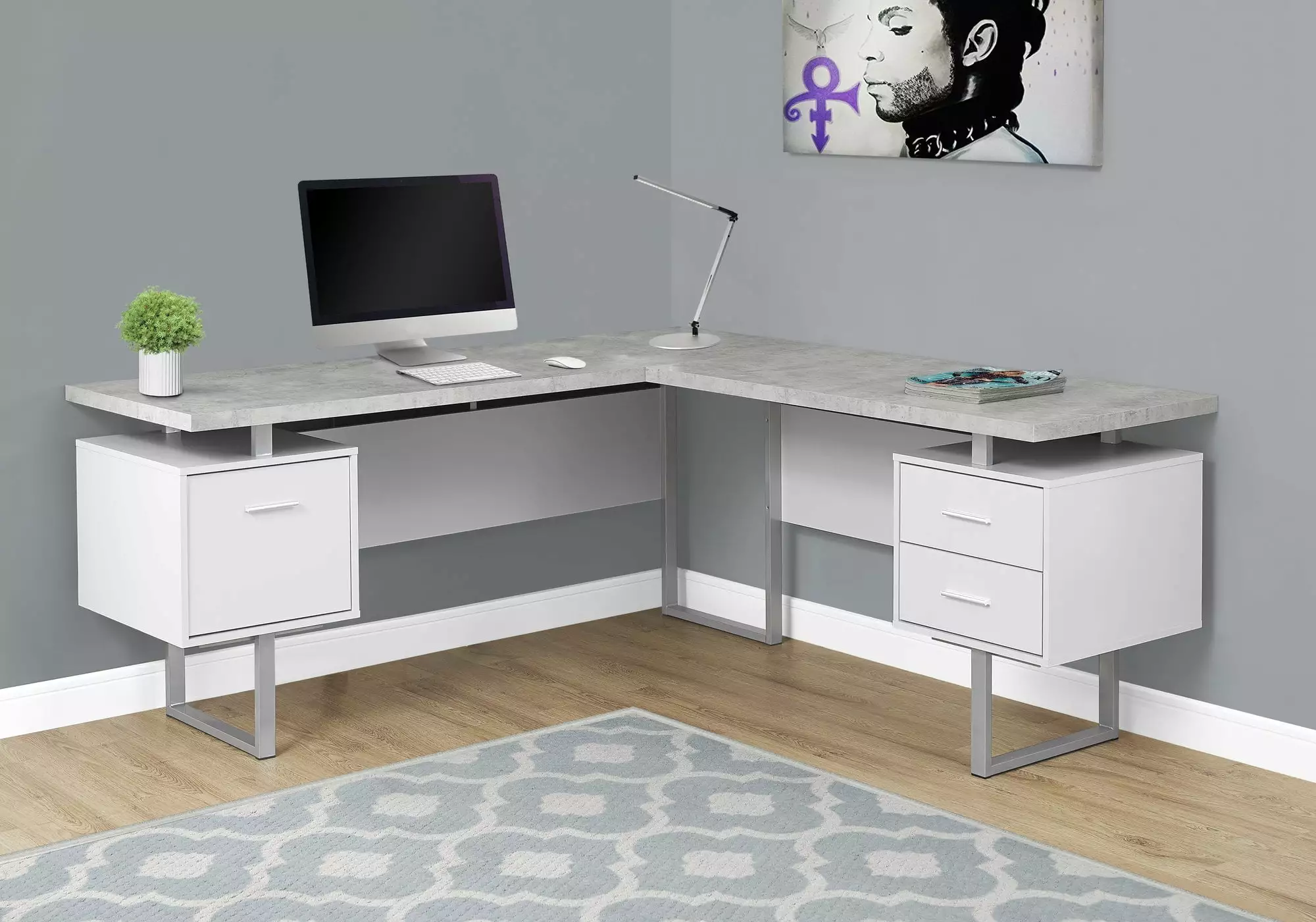 Monarch Specialties Computer Desk Home Office Corner 70L L Shape Work Laptop Grey Laminate