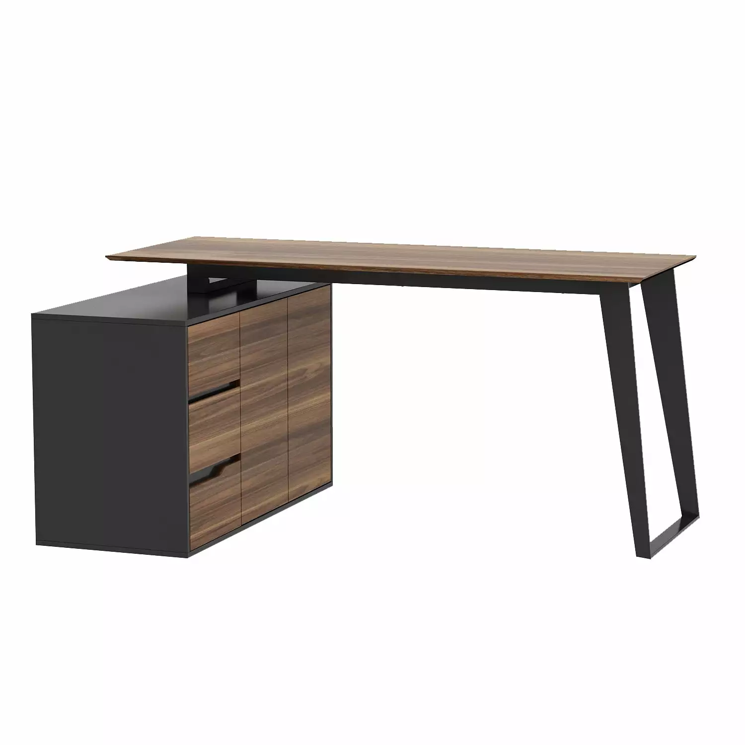 OXYLIFE L Shaped Office Desk Drawers 54.3 Inch Rustic Corner Computer Table