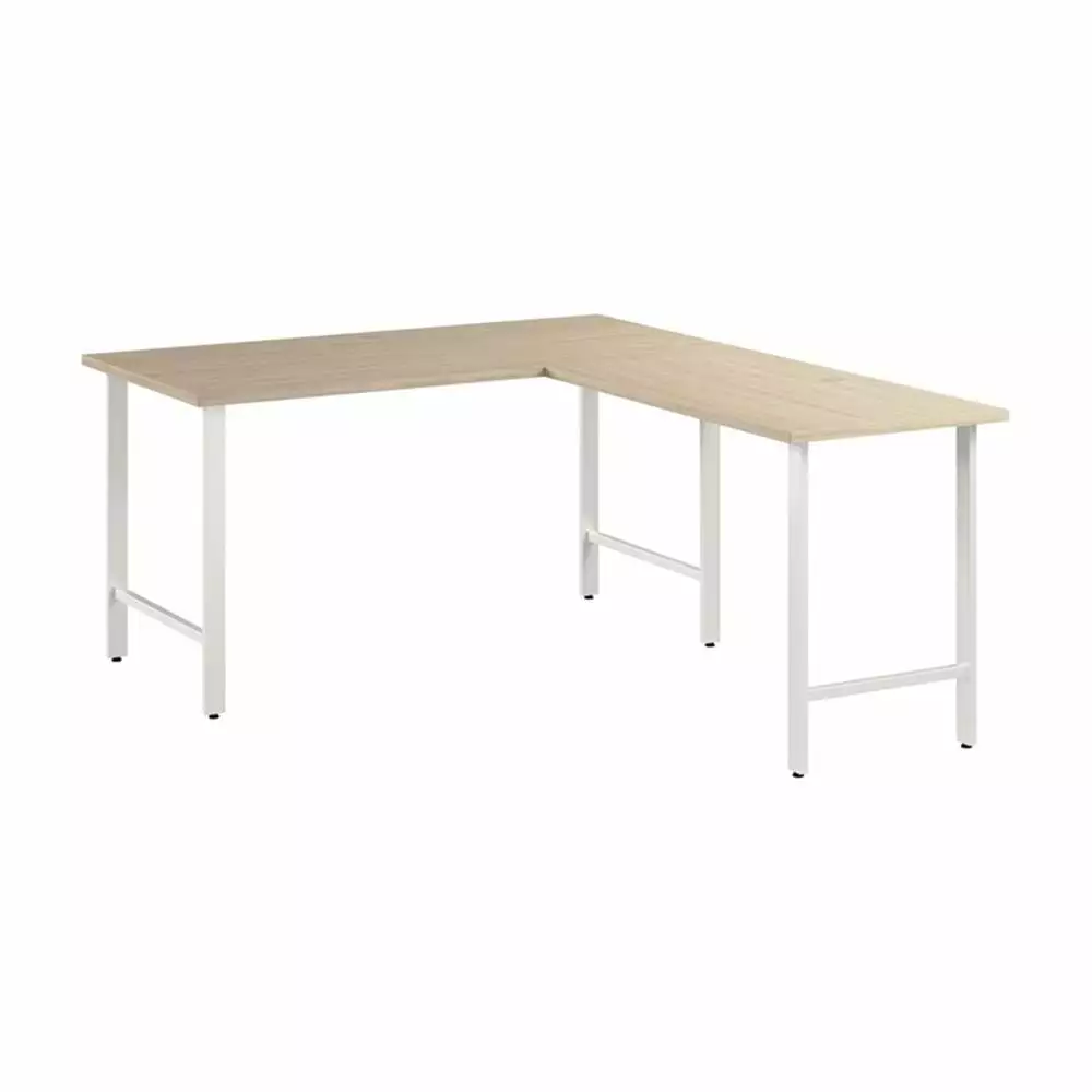 Pemberly Row 60W x 30D L Shaped Computer Desk Natural Elm Engineered Wood Workstation