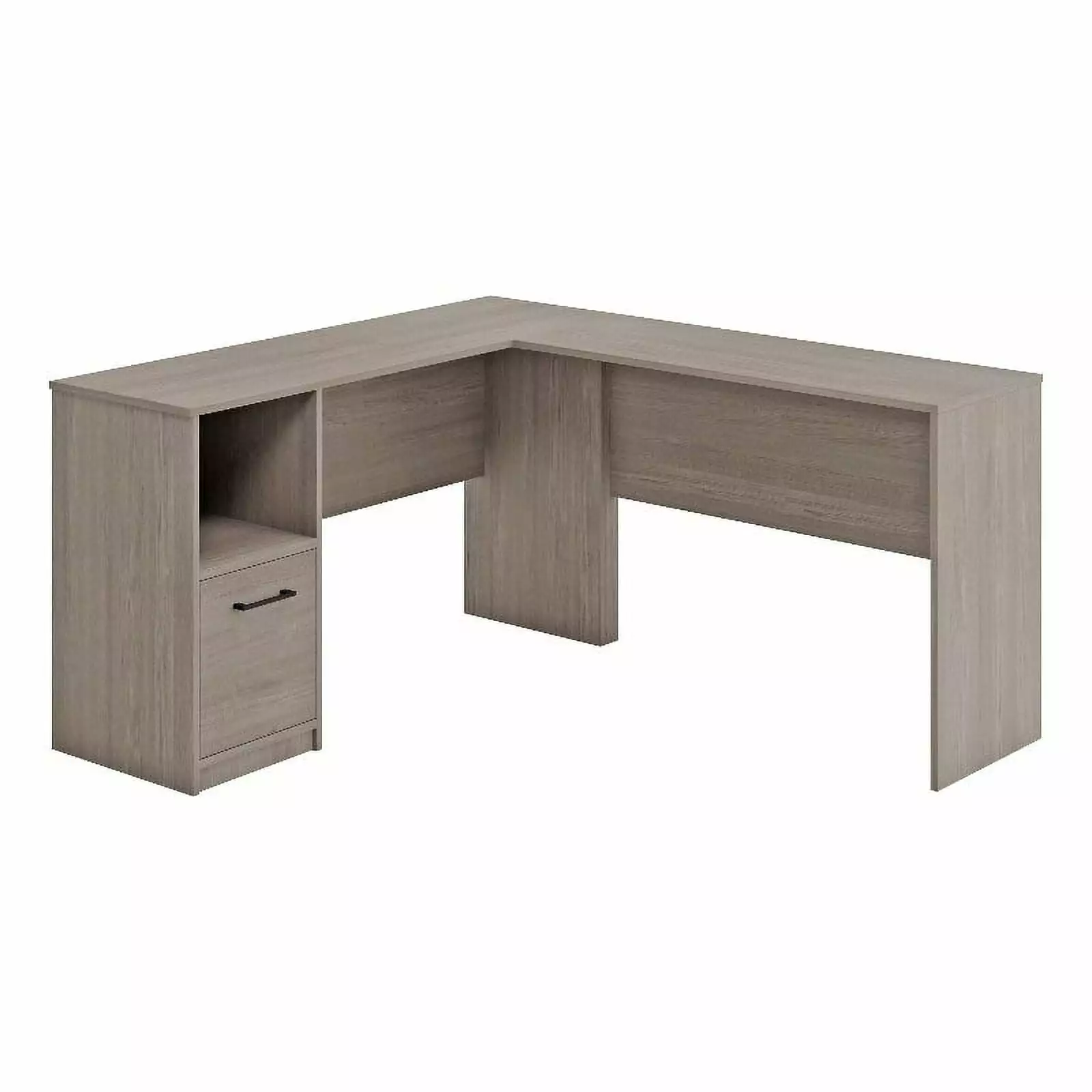 Pemberly Row Engineered Wood L-Desk Silver Sycamore and Gray Modern Office Desk