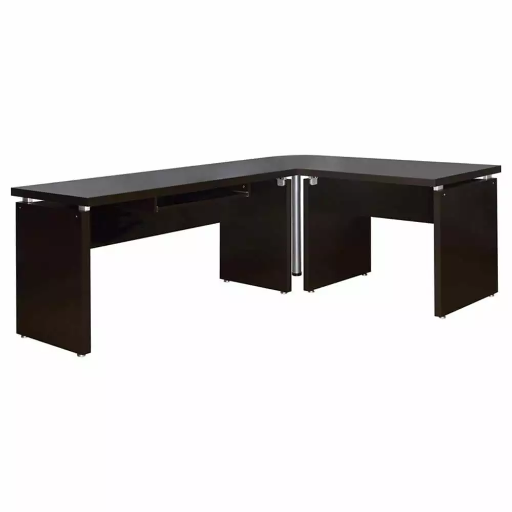 Pemberly Row Engineered Wood L-Shape Computer Desk Cappuccino Finish