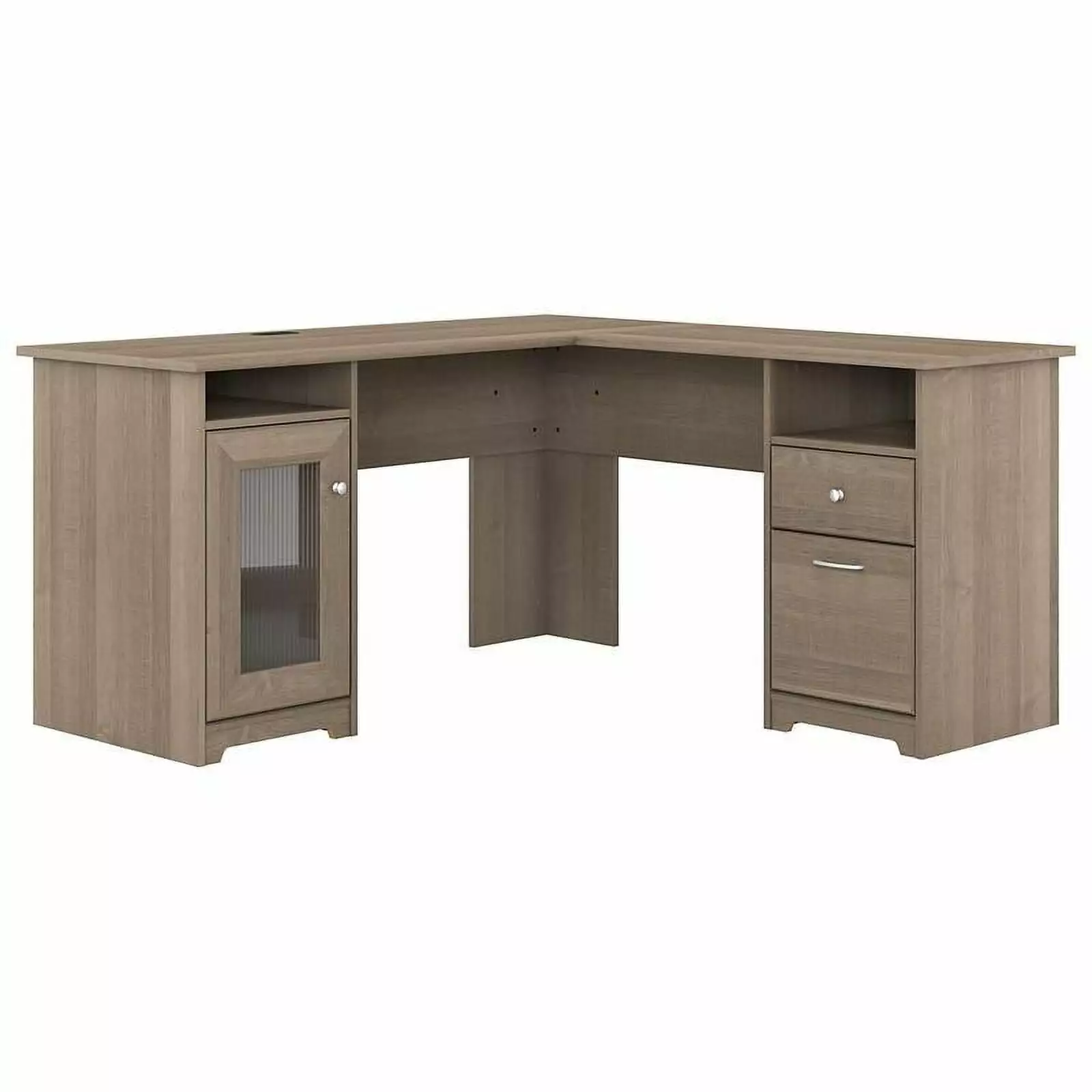 Pemberly Row Furniture 60W L Shaped Computer Desk Ash Gray