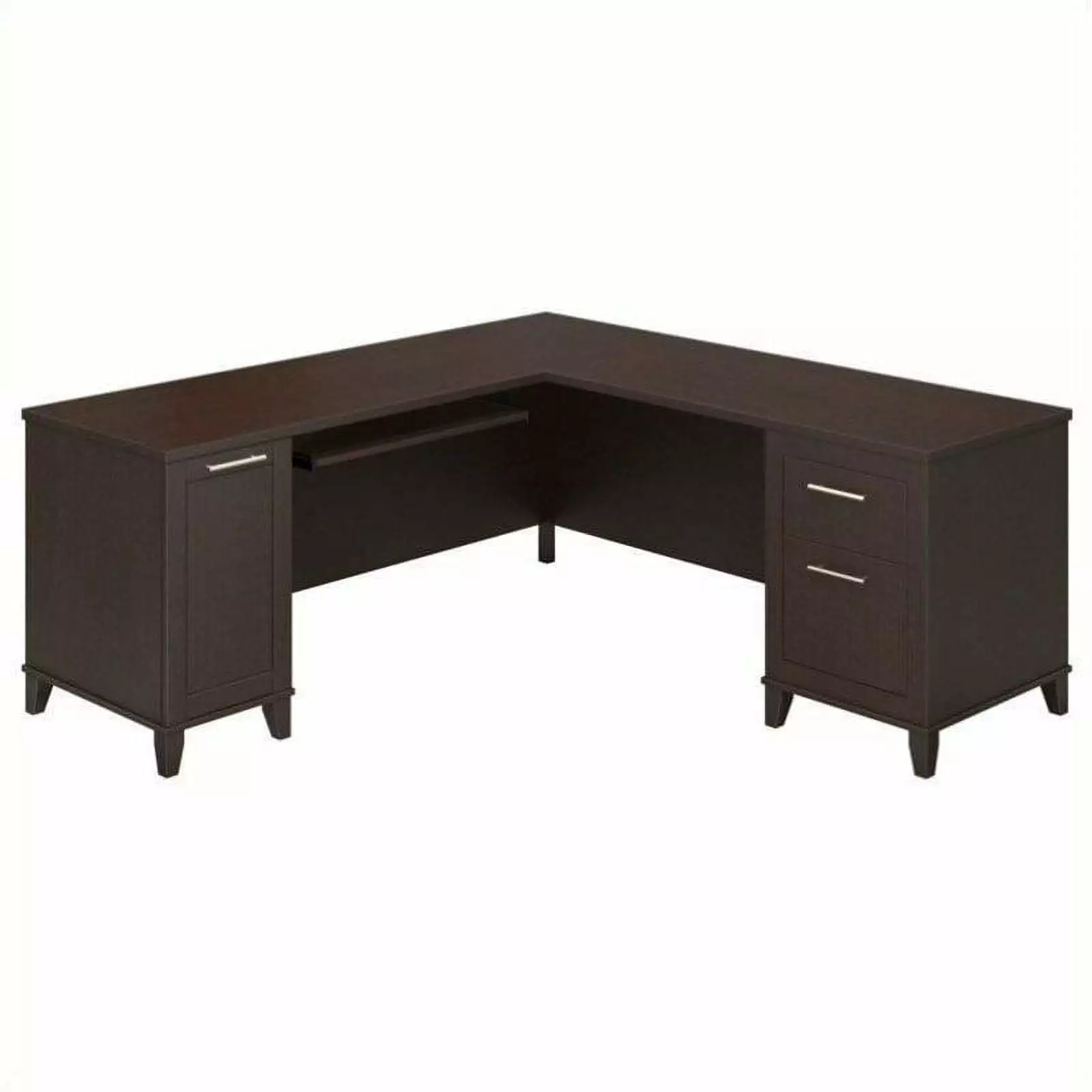 Pemberly Row 71 Inch L-Shaped Desk Mocha Cherry Home Office