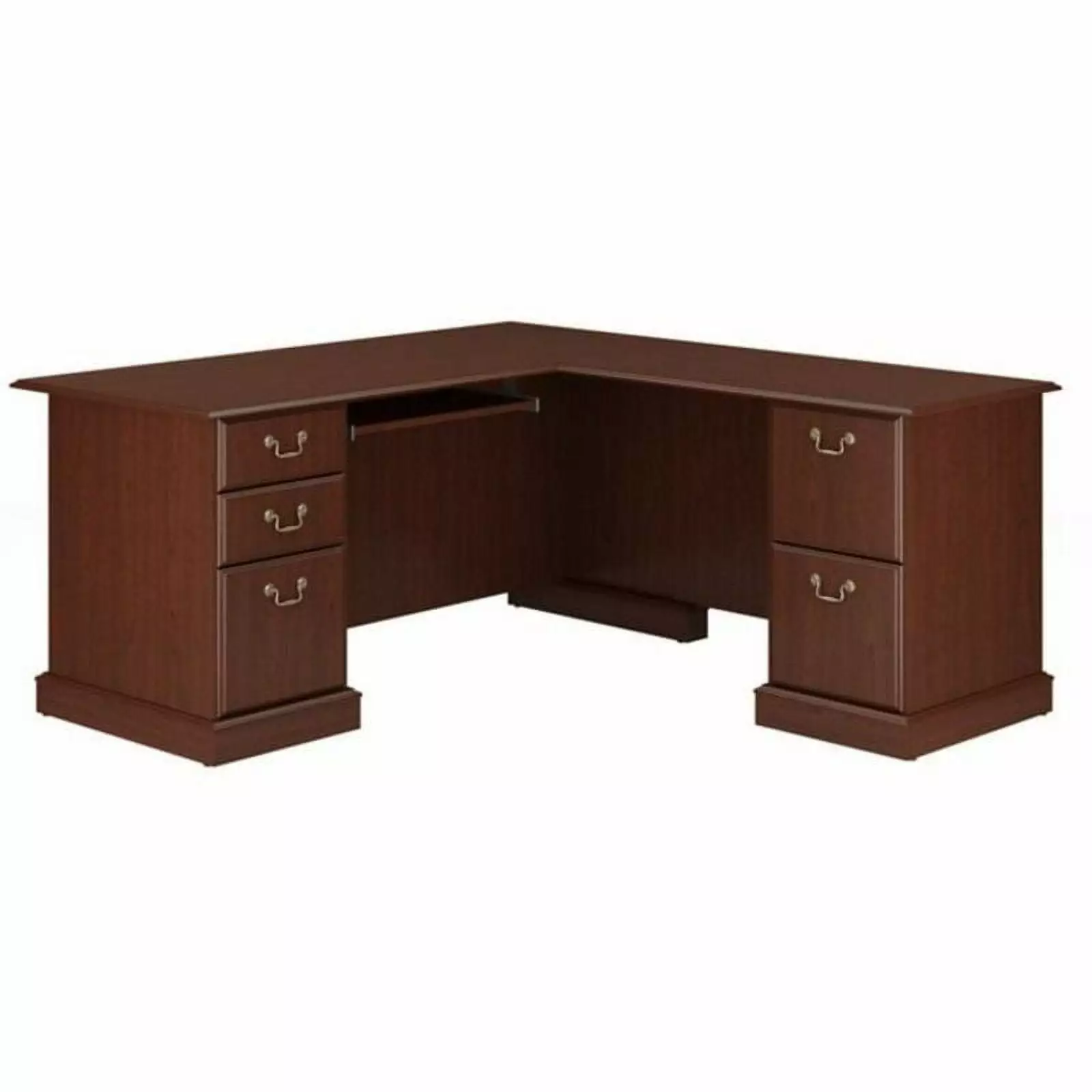 Pemberly Row L-Shape Executive Office Computer Desk Harvest Cherry - Professional Workstation