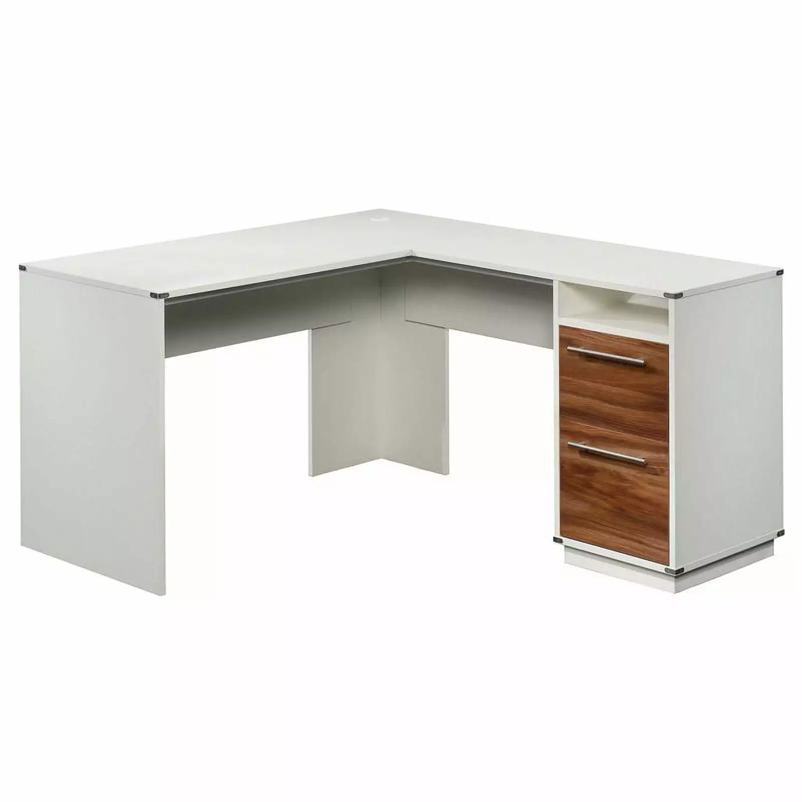 Pemberly Row L-Shaped Contemporary Engineered Wood Computer Desk Pearl Oak