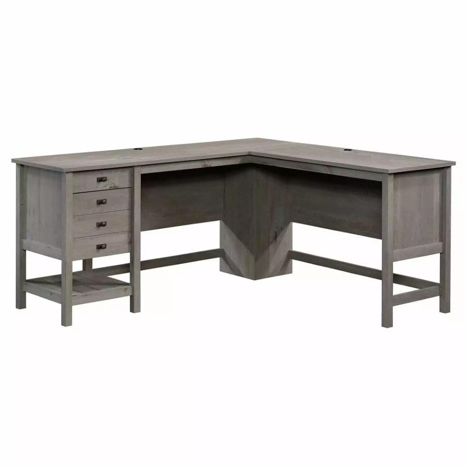 Pemberly Row L-shaped Farmhouse Engineered Wood Computer Desk Mystic Oak - Rustic Home Office Desk