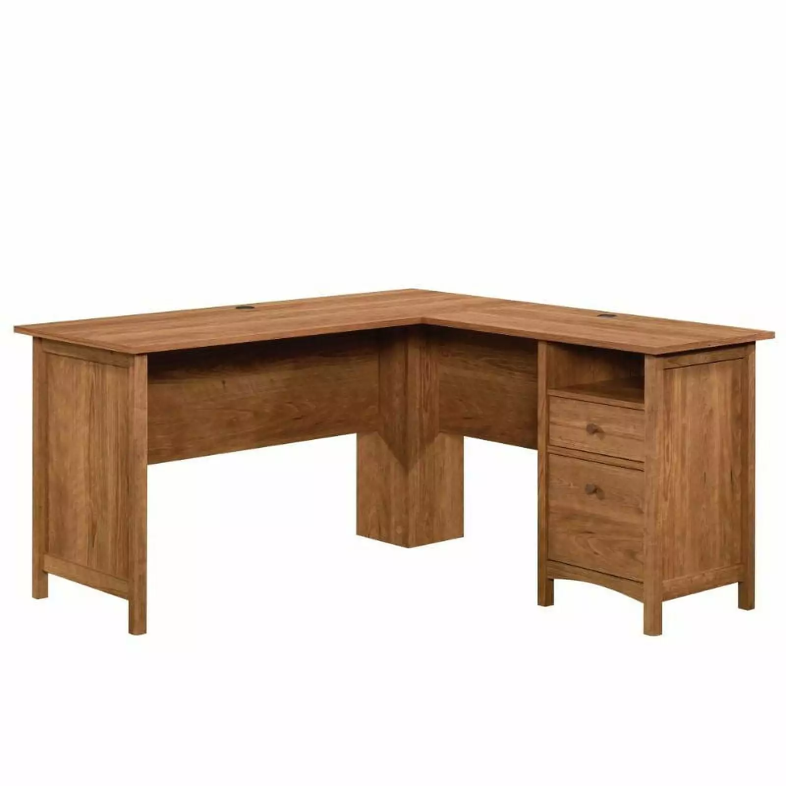 Pemberly Row Prairie Cherry Engineered Wood L-Desk