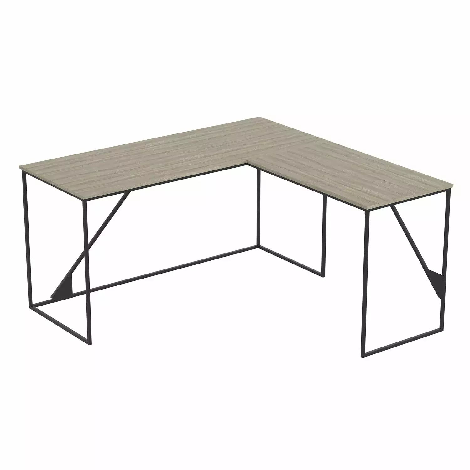 Safdie & Co. 59L L-Shaped Computer Desk Black Metal Legs Dark Taupe