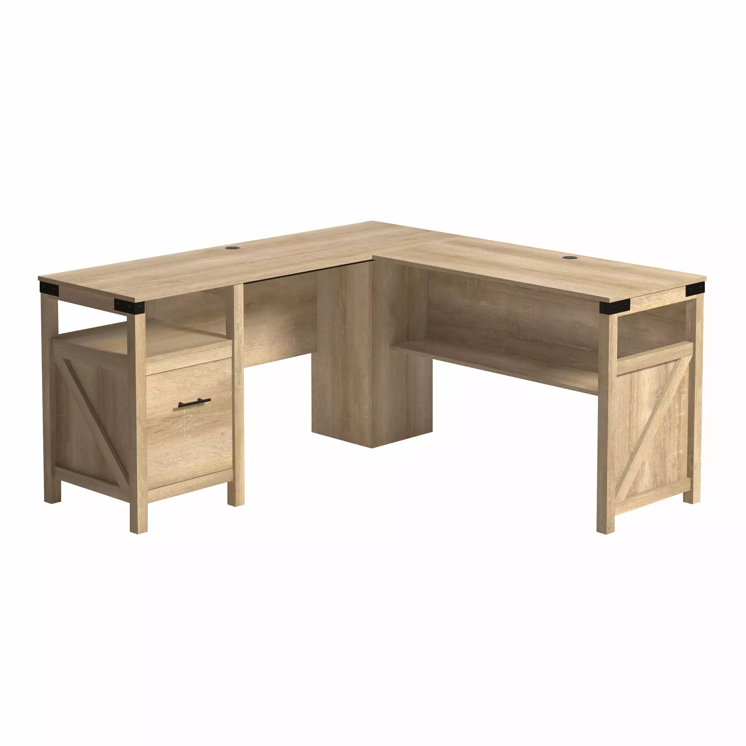 Sauder 427328 Bridge Acre Rustic Farmhouse L-Desk Orchard Oak Finish