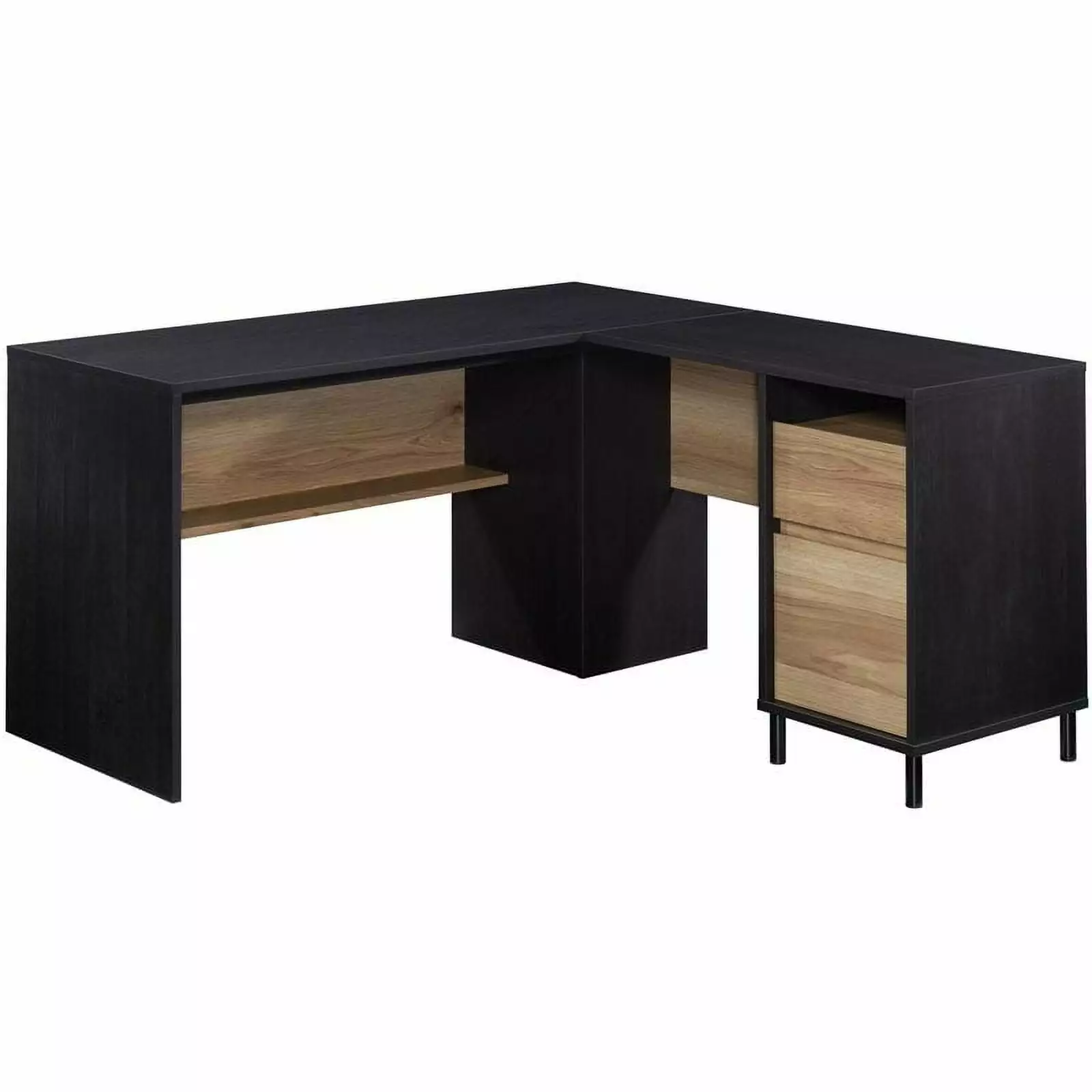 Sauder Acadia Way Modern L-Shaped Desk Raven Oak Finish Home Office Furniture