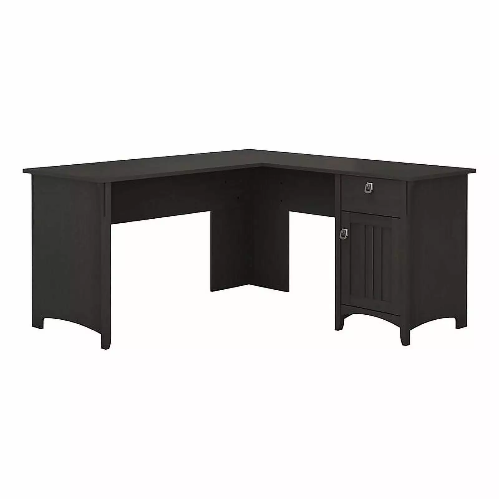 Scranton & Co Farmhouse Engineered Wood L Shaped Desk Storage Black Home Office Desk