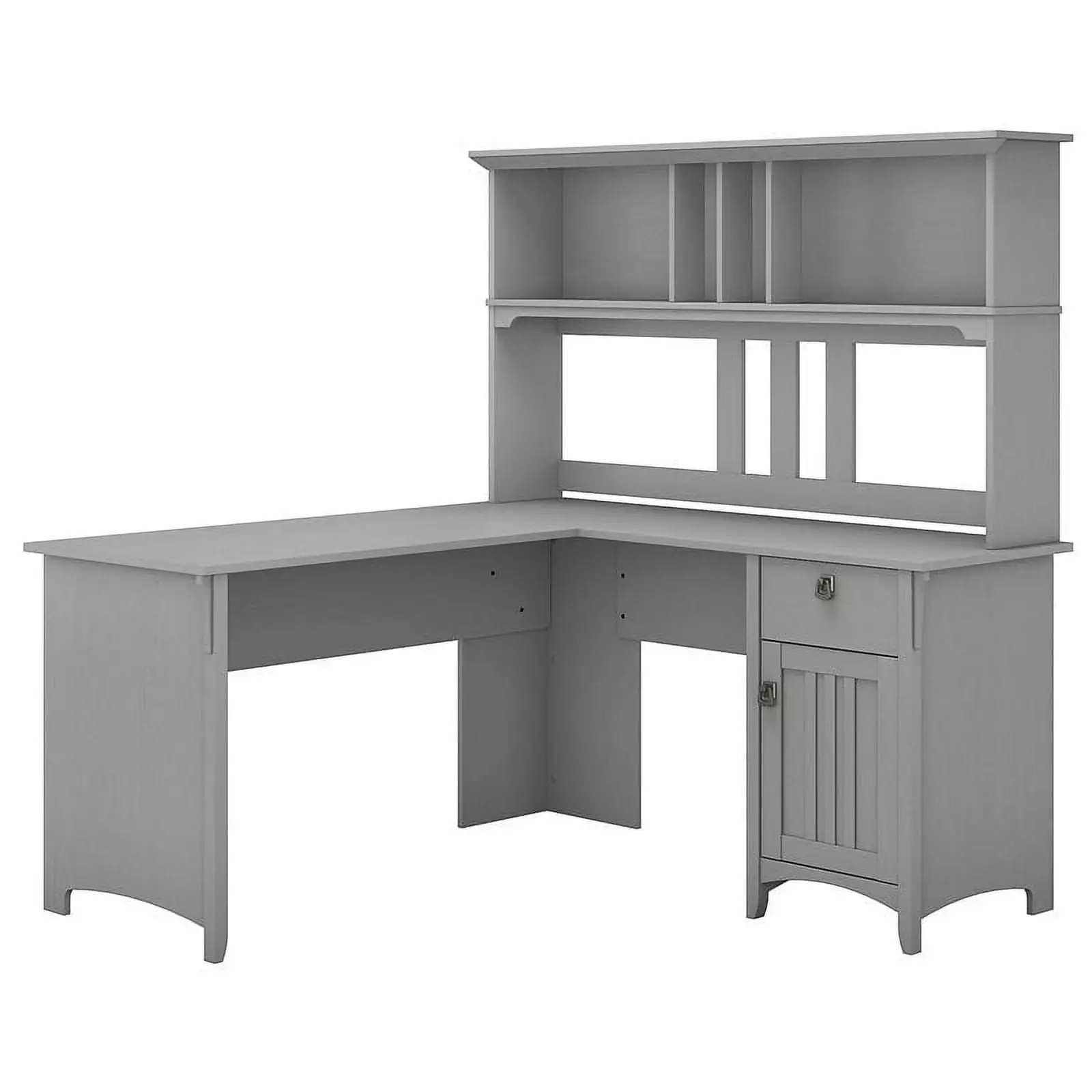 Scranton & Co Furniture Salinas 60W L Shaped Desk Hutch Cape Cod Gray Office Desk