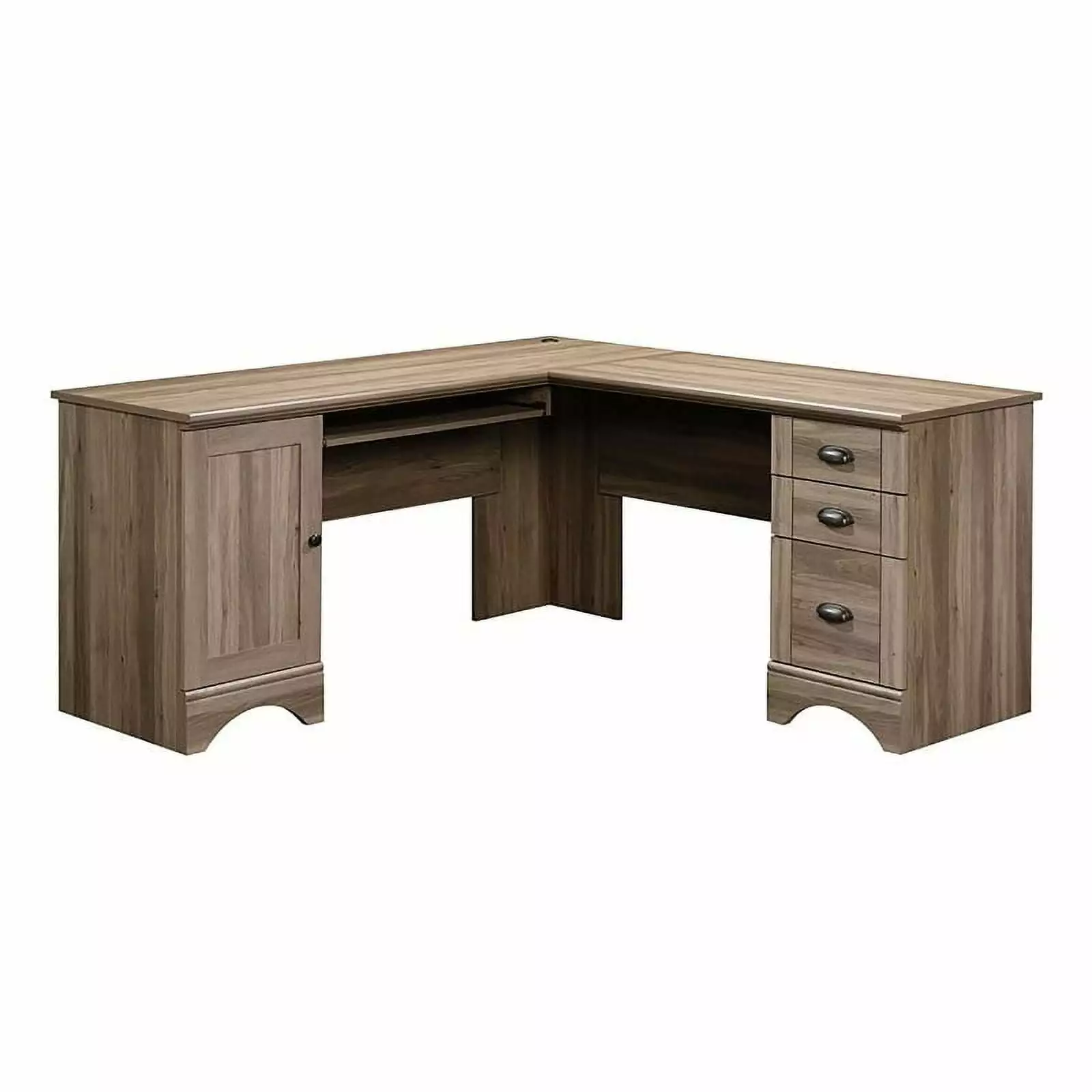 Scranton & Co L-Shaped Contemporary Engineered Wood Computer Desk Salt Oak Office