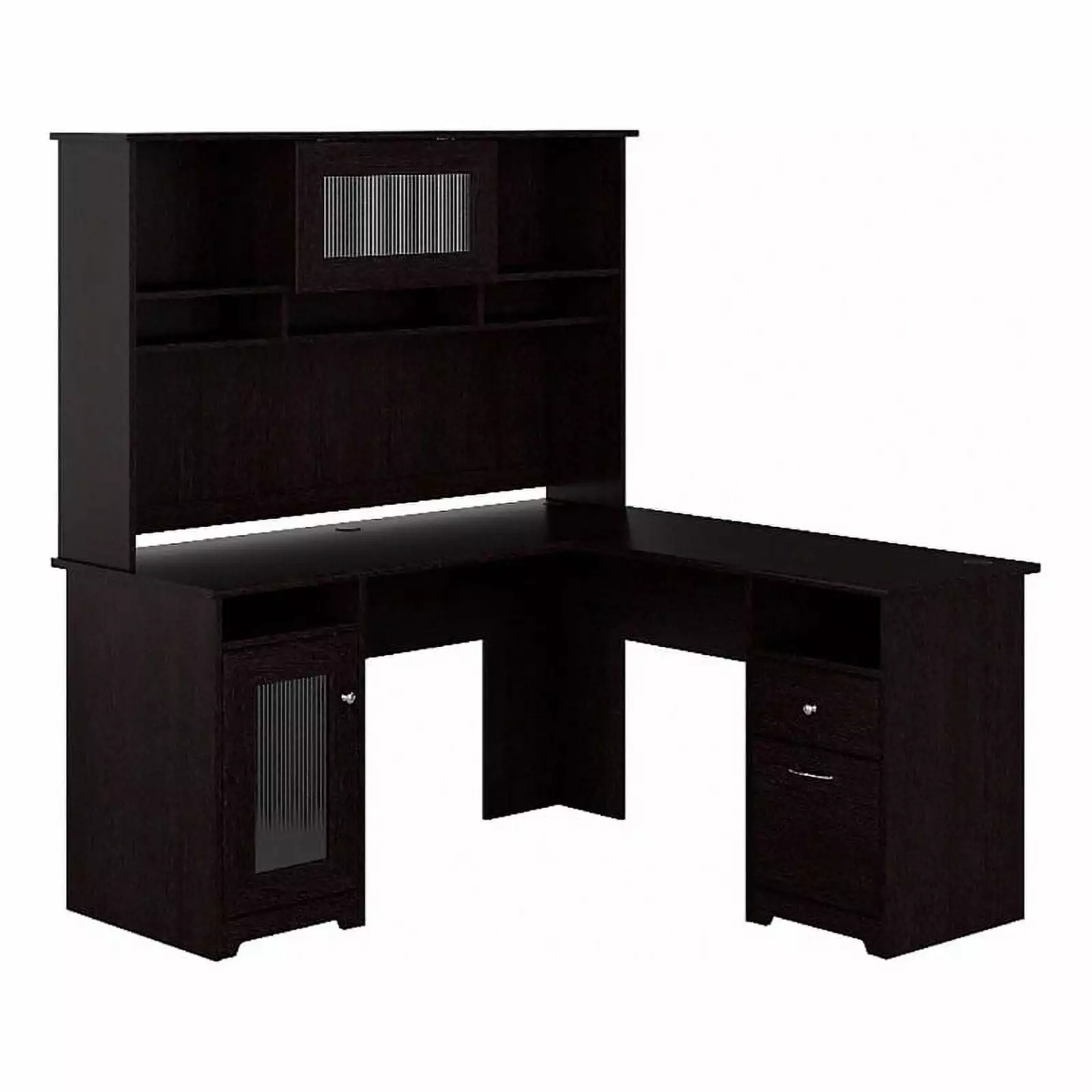 Scranton & Co Modern Engineered Wood L Shaped Desk Hutch Espresso