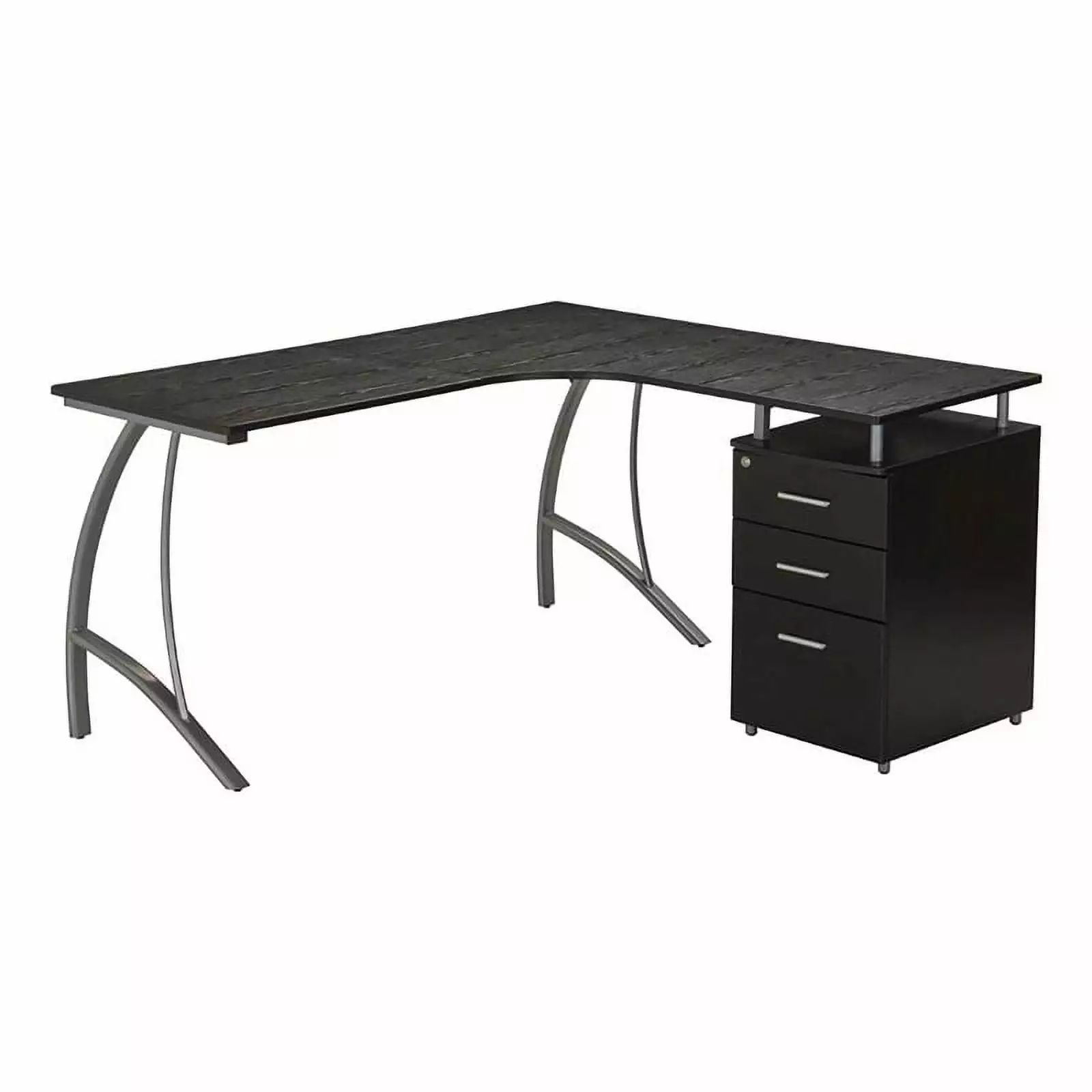 Scranton & Co Modern Wood L-Shaped Corner Desk File Cabinet Espresso