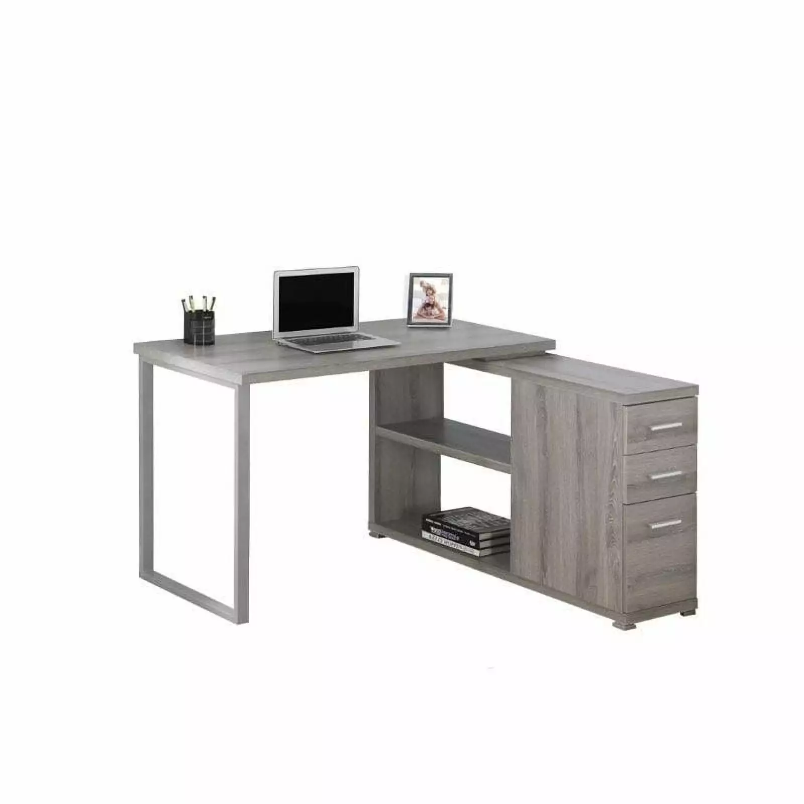 Scranton & Co L Shaped Computer Desk Dark Taupe - Modern Office Desk Ample Space