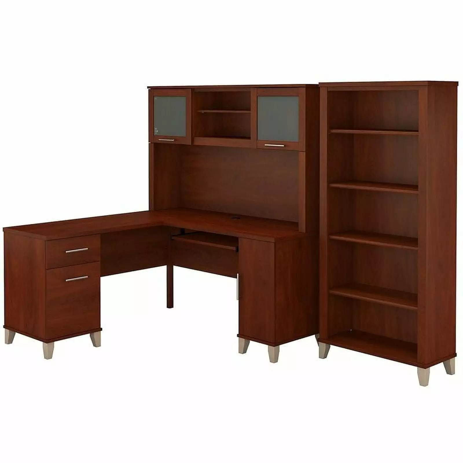 Scranton & Co Somerset 60W L Desk Hutch and Bookcase Cherry