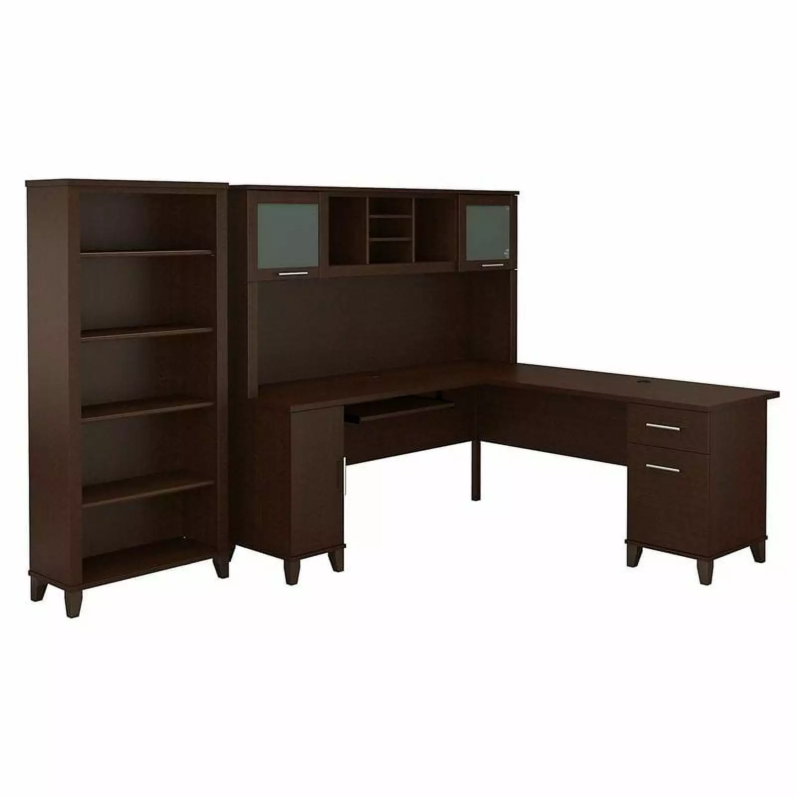 Scranton & Co Somerset 72W L Desk Hutch and Bookcase Cherry