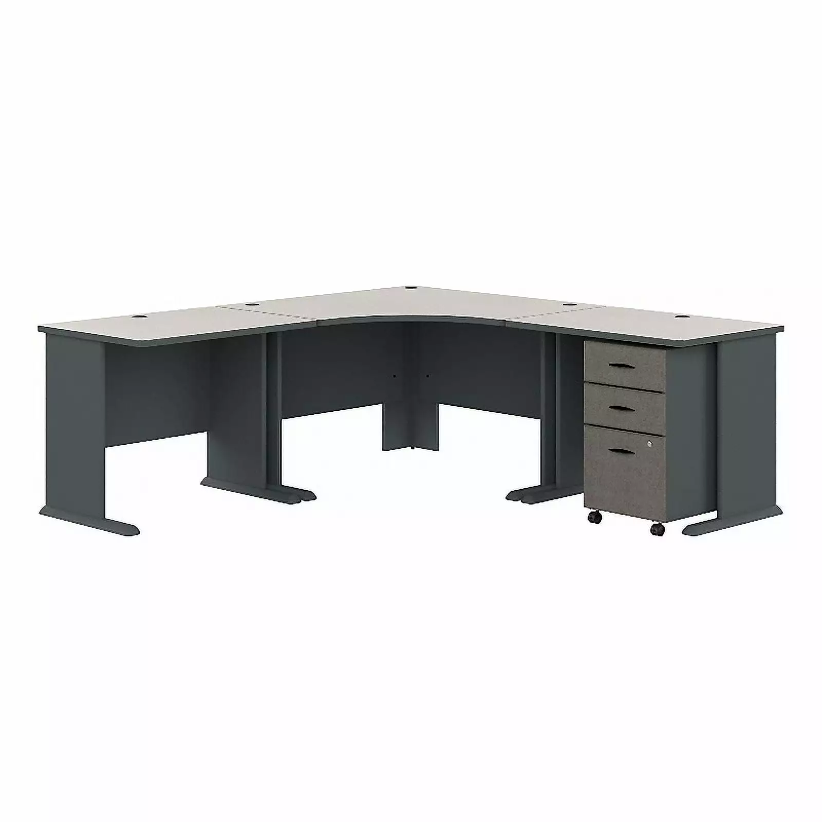 Scranton & Co 84 Traditional Engineered Wood L Desk File Cabinet White - Modern Office Furniture