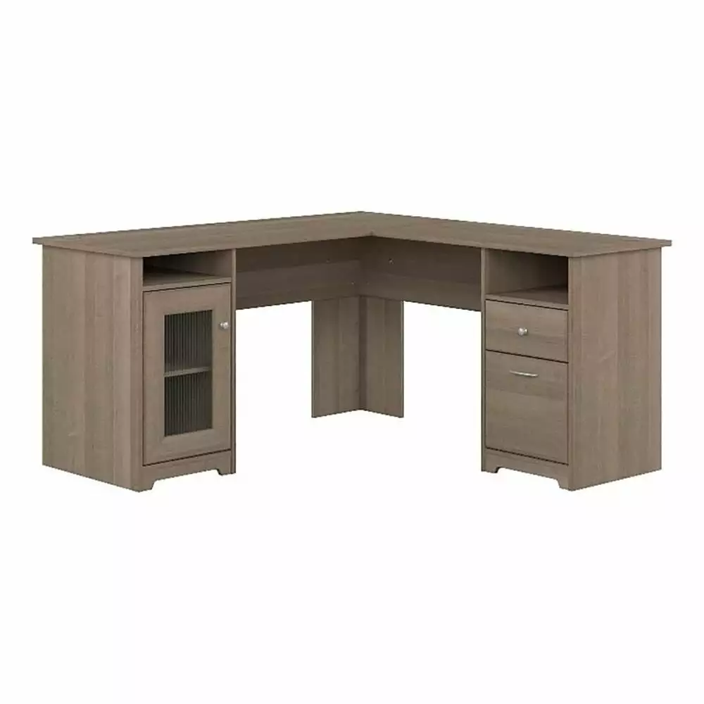 Scranton & Co 60 Traditional Engineered Wood L Shaped Desk Ash Gray Office Desk