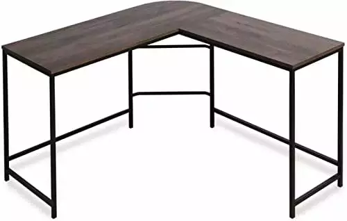 Caffoz Home Office L-Shaped Computer Corner Desk Space Saving Sturdy Gaming Writing Desk PC Work Station Easy Assembly Smo...