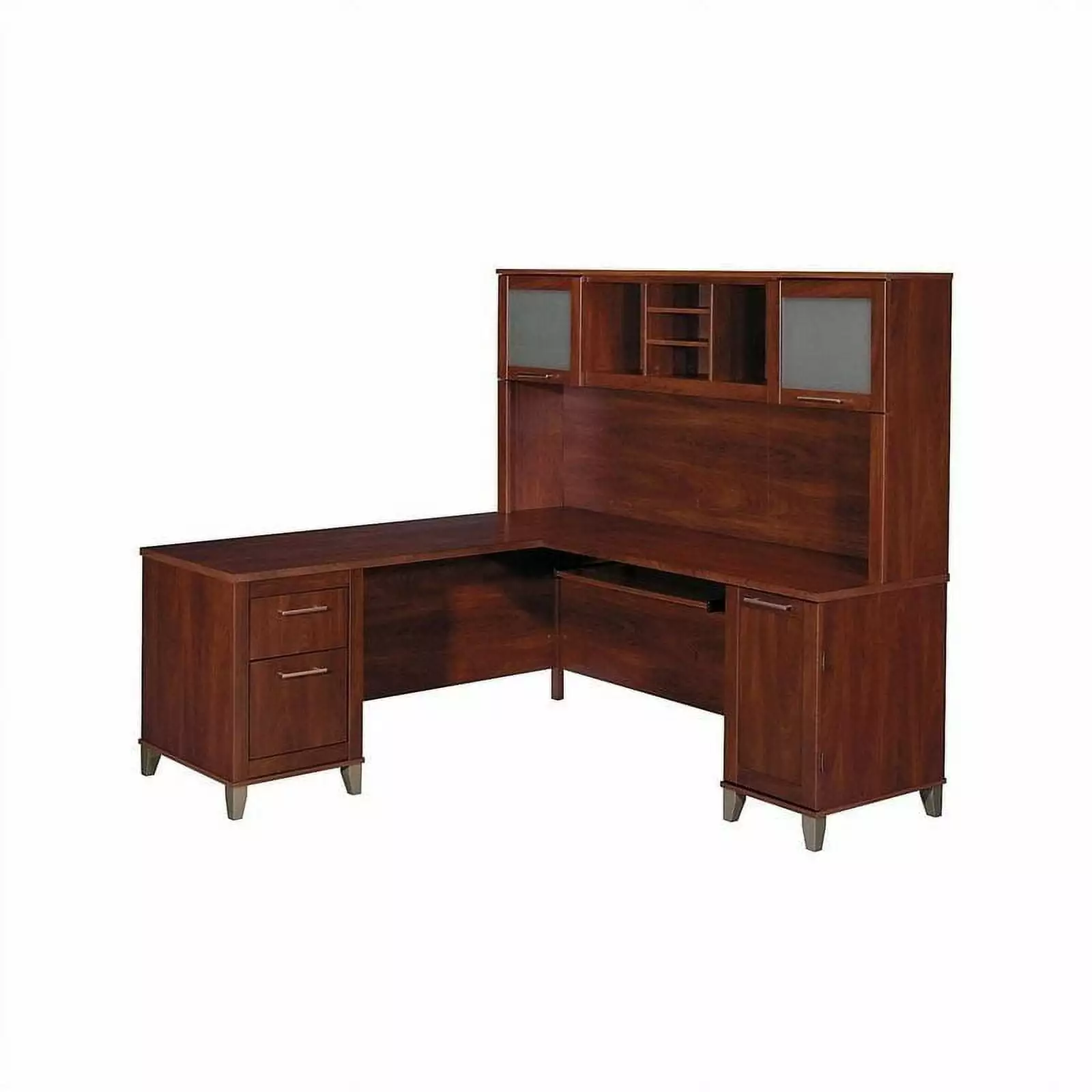Trent Home Arlington 71 L Shaped Computer Desk Hutch Cherry Modern Home Office