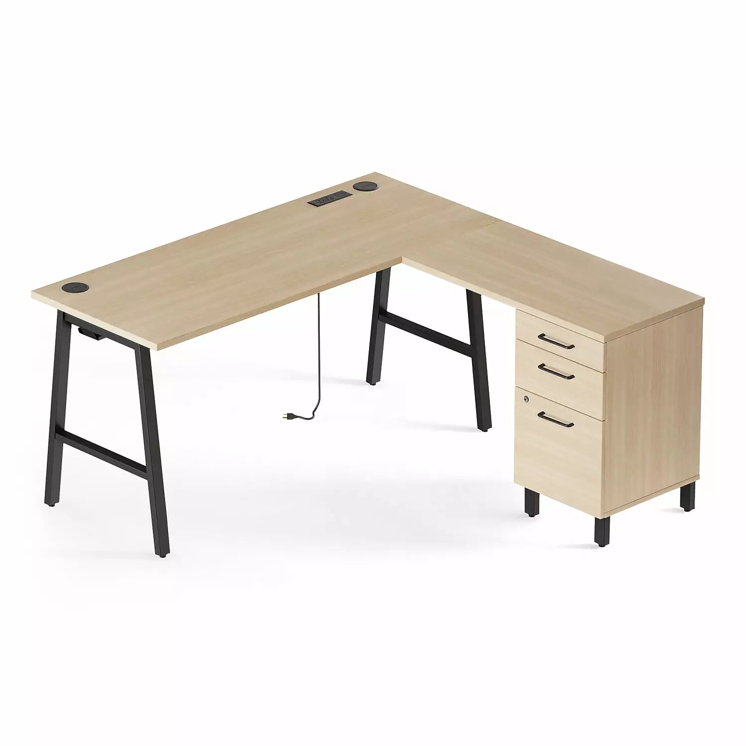 Union & Scale Essentials 60 L-Shaped Desk Natural Home Office
