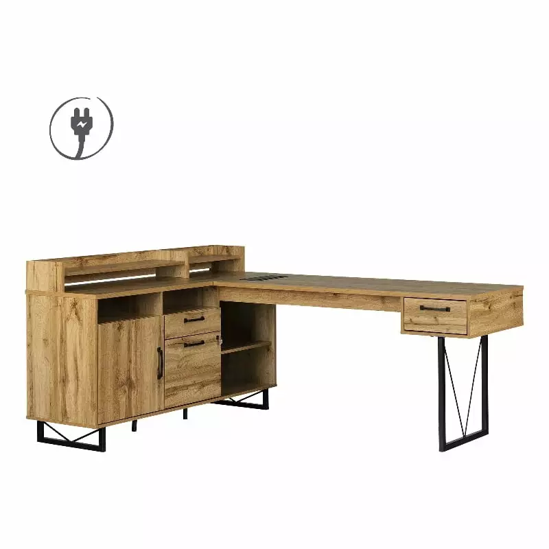 Urbanpro 59.5W Engineered Wood L-Shaped Desk Nordik Oak/Brown