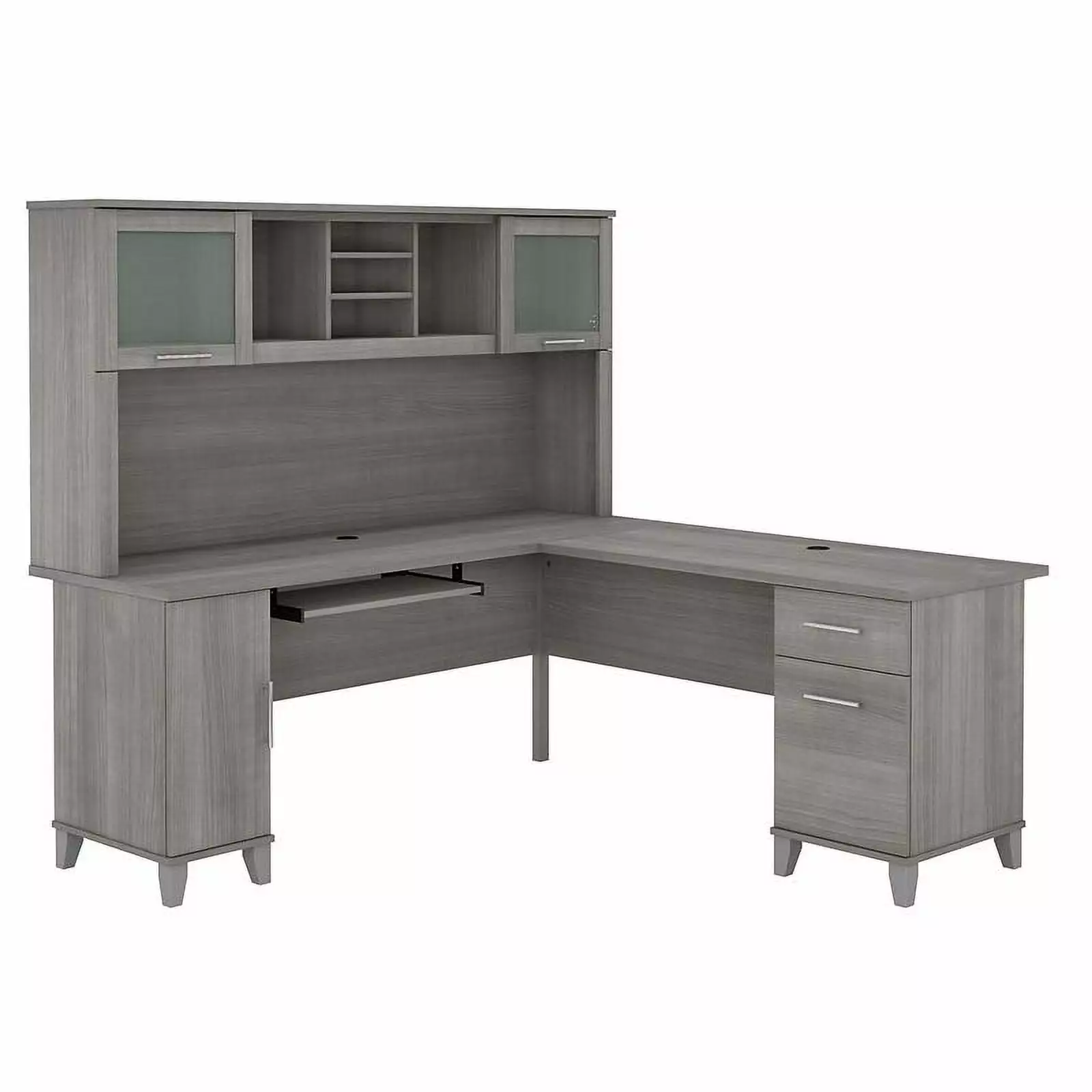 UrbanPro 72W L Shaped Desk Hutch Platinum Gray - Engineered Wood