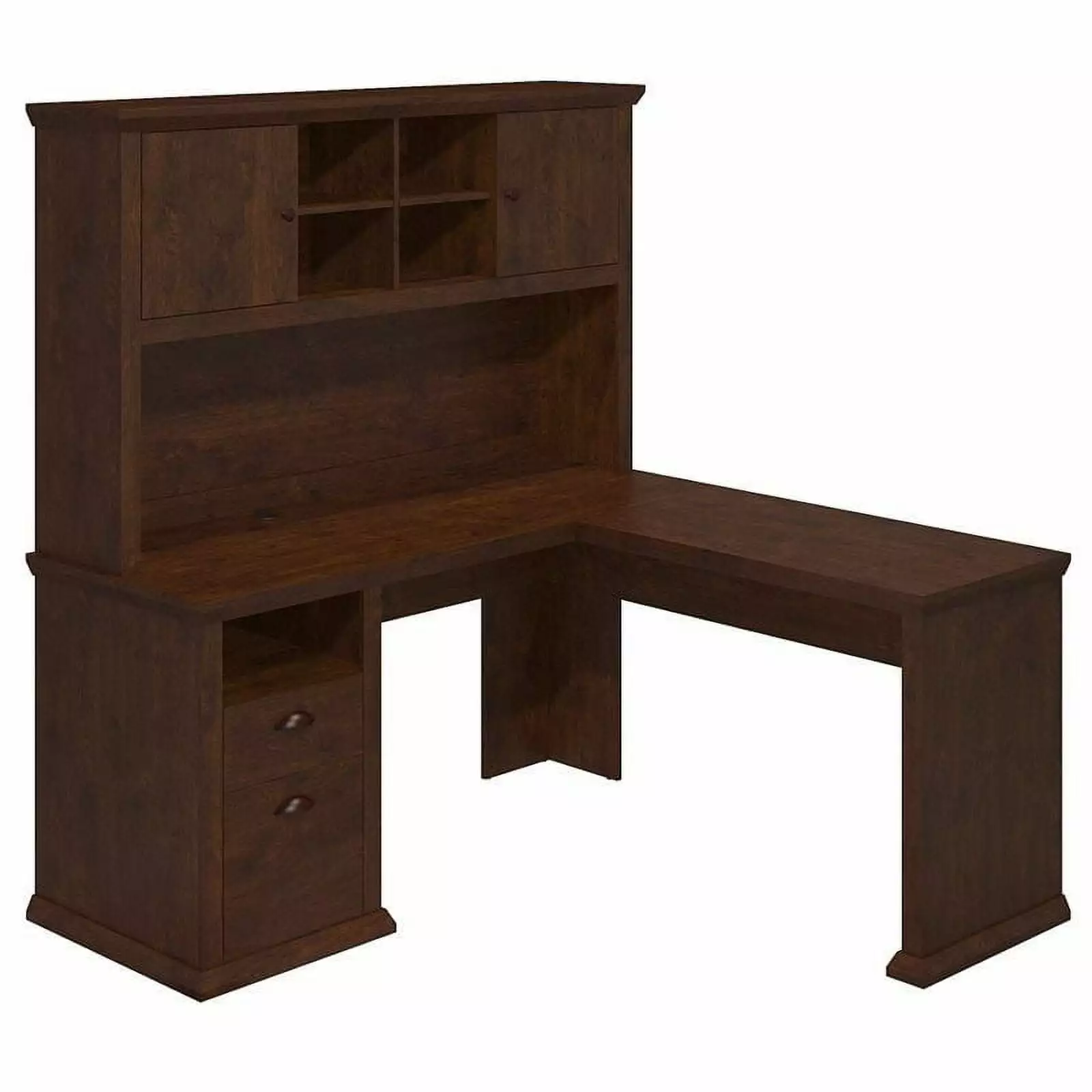 UrbanPro Antique Cherry L Shaped Desk Hutch - Engineered Wood Office Desk