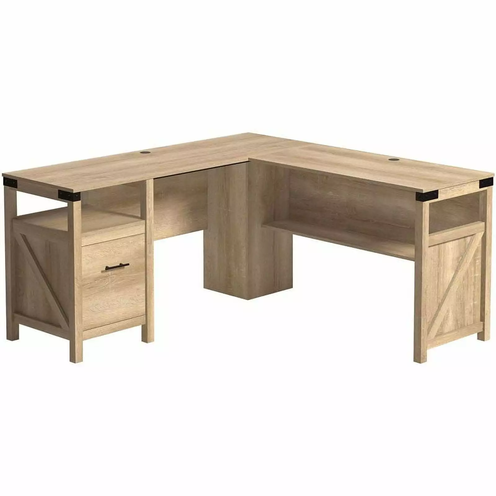 UrbanPro Engineered Wood L-Shaped Desk Orchard Oak Corner Workstation