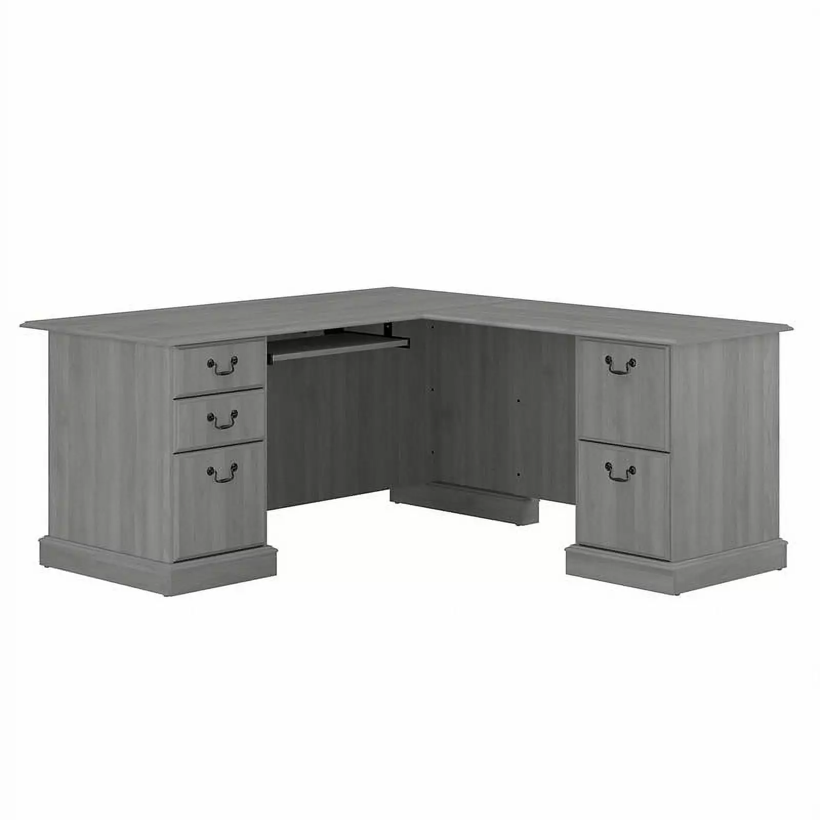 UrbanPro Modern Gray L Shaped Computer Desk Drawers Engineered Wood Workstation