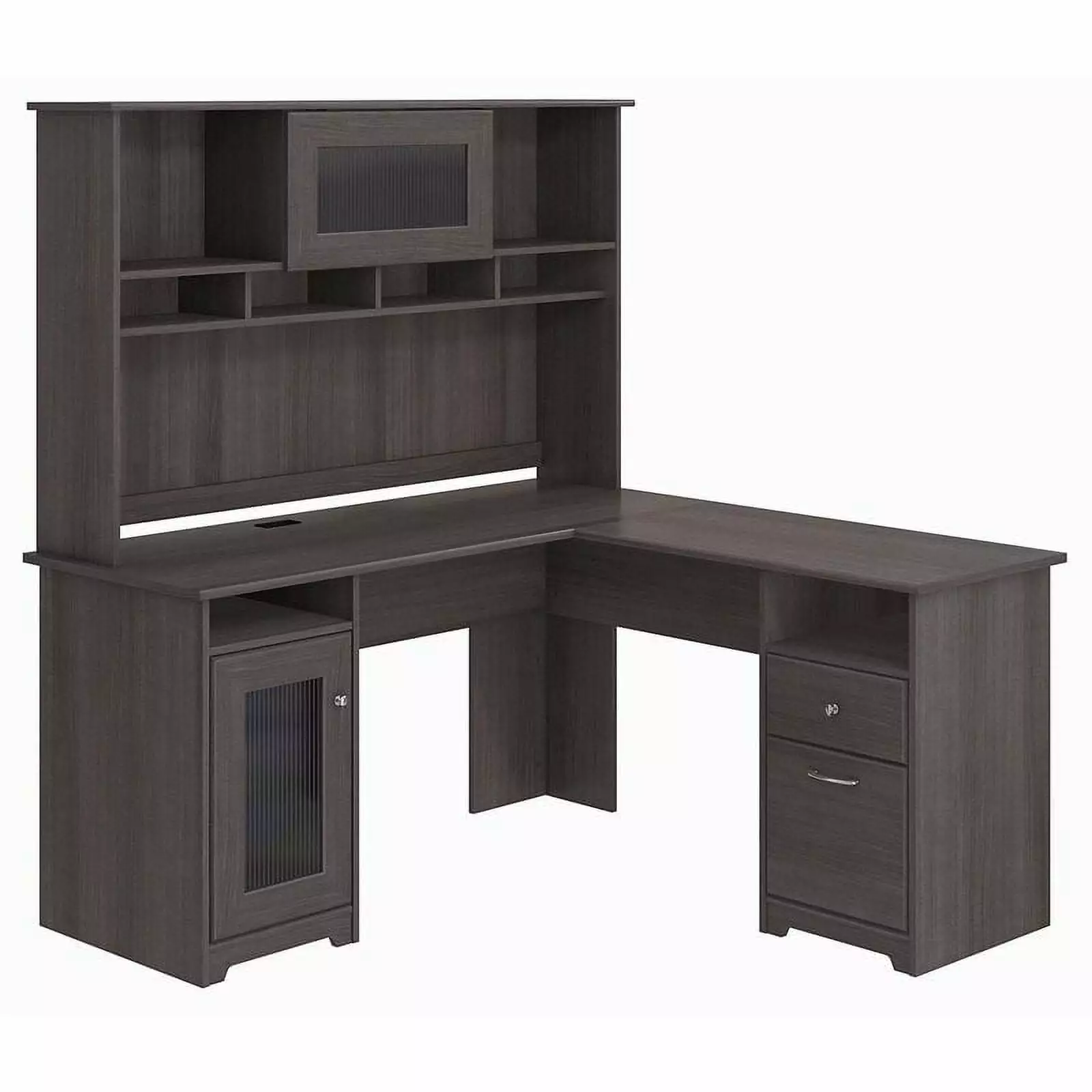 UrbanPro Modern Heather Gray L Shaped Desk Hutch Home Office