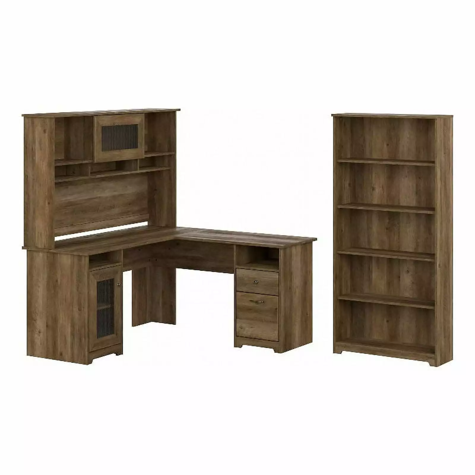 UrbanPro Reclaimed Pine L Shaped Desk Hutch and Bookcase - Engineered Wood