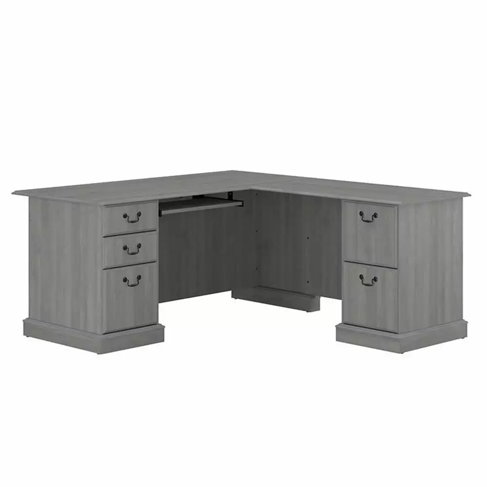 UrbanPro L Shaped Computer Desk Drawers Modern Gray Engineered Wood