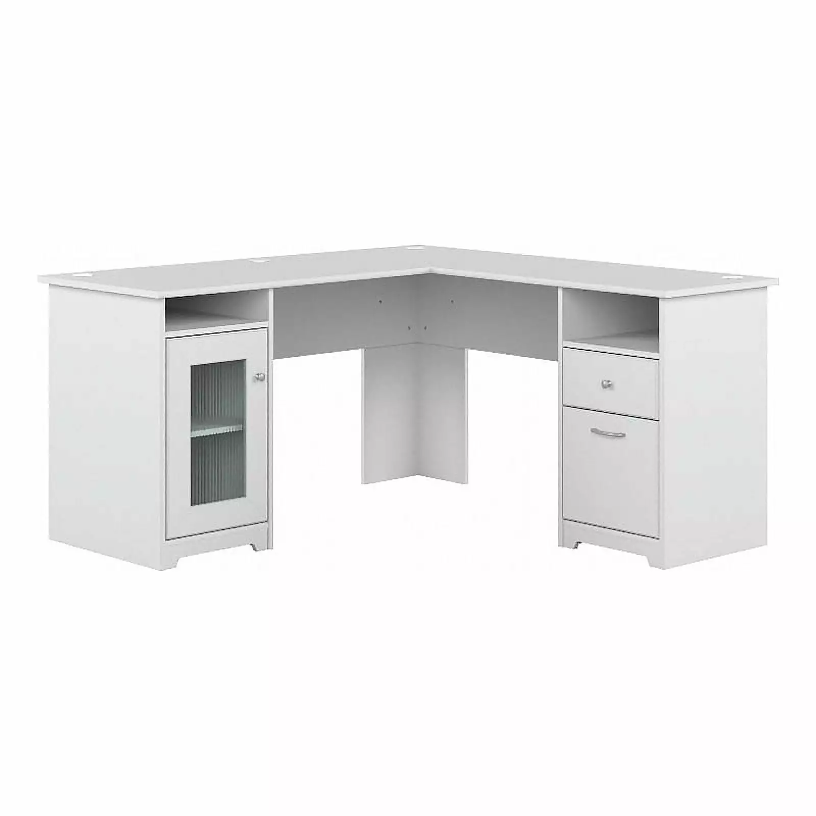 UrbanPro 60 Traditional Wood L Desk Storage White Home Office Desk