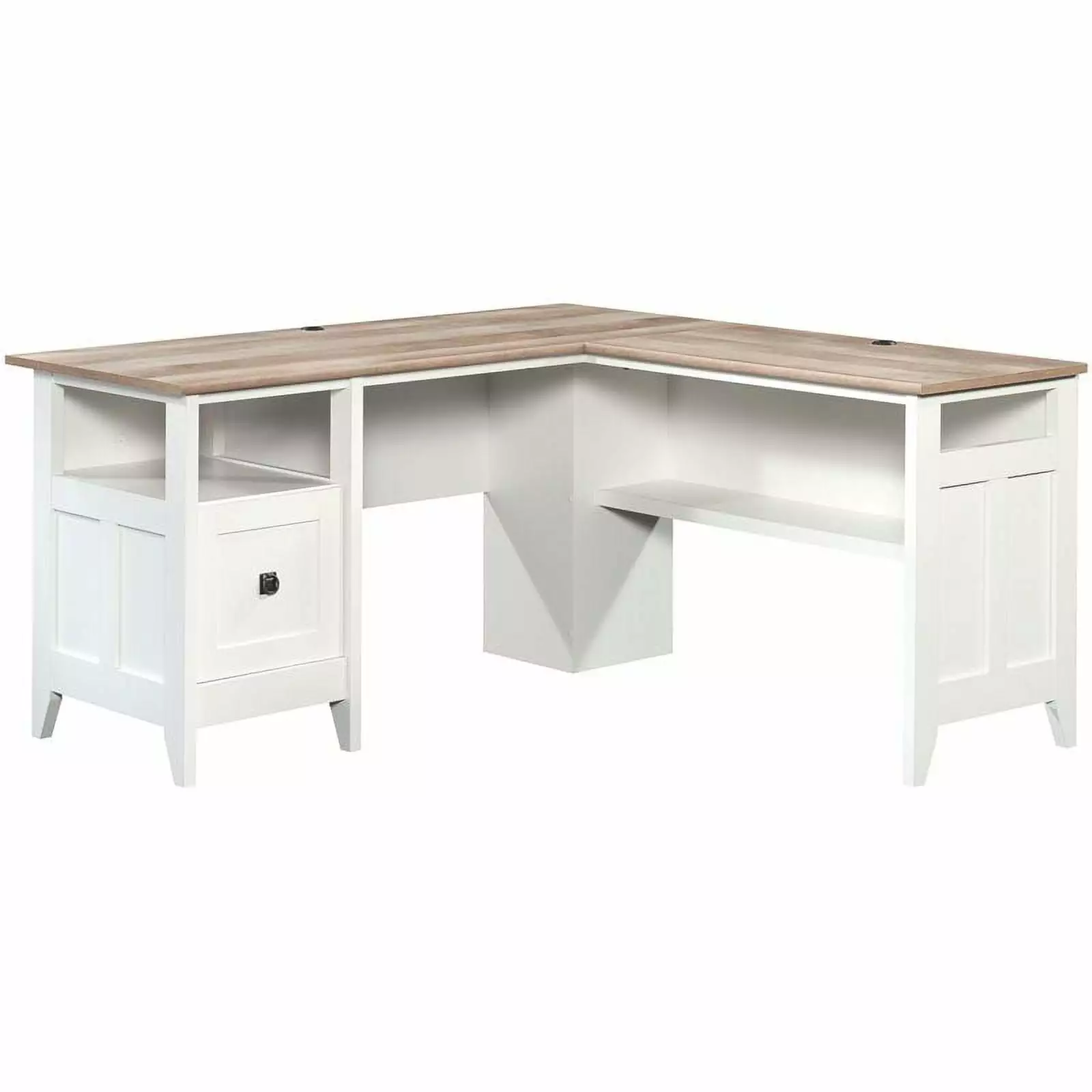 UrbanPro Wooden L-Shaped Computer Desk Glacier White - Modern Home Office Corner Desk