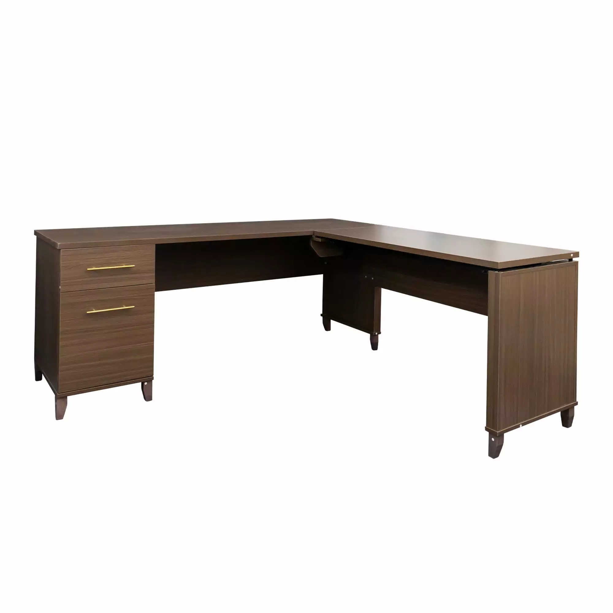 JOMEED Adjustable 3-Position Sit-to-Stand L-Shaped Desk File Cabinet Ergonomic Office Desk