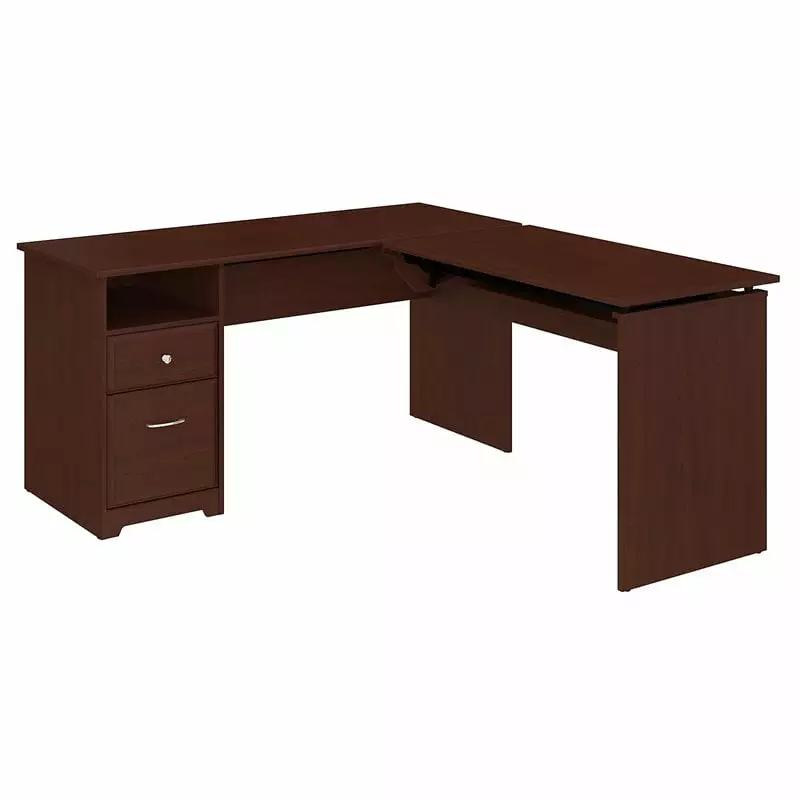 Scranton & Co 60W L Shaped Sit to Stand Desk Harvest Cherry - Adjustable Height Desk