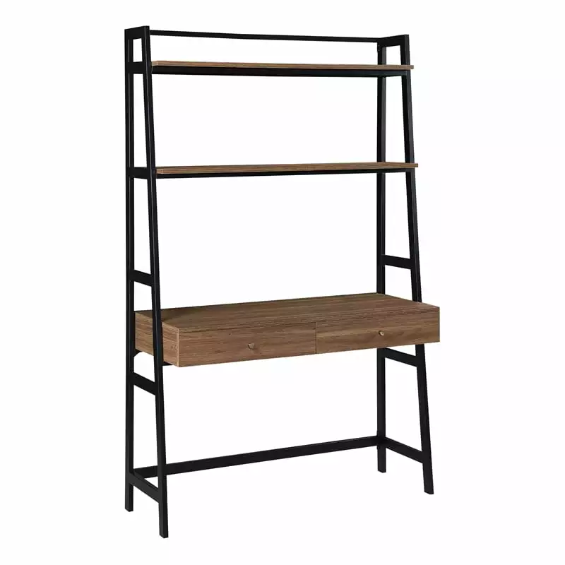 Lancaster 45 Ladder Desk Hutch Majestic Walnut Finish Engineered Wood OSP Home Furnishings