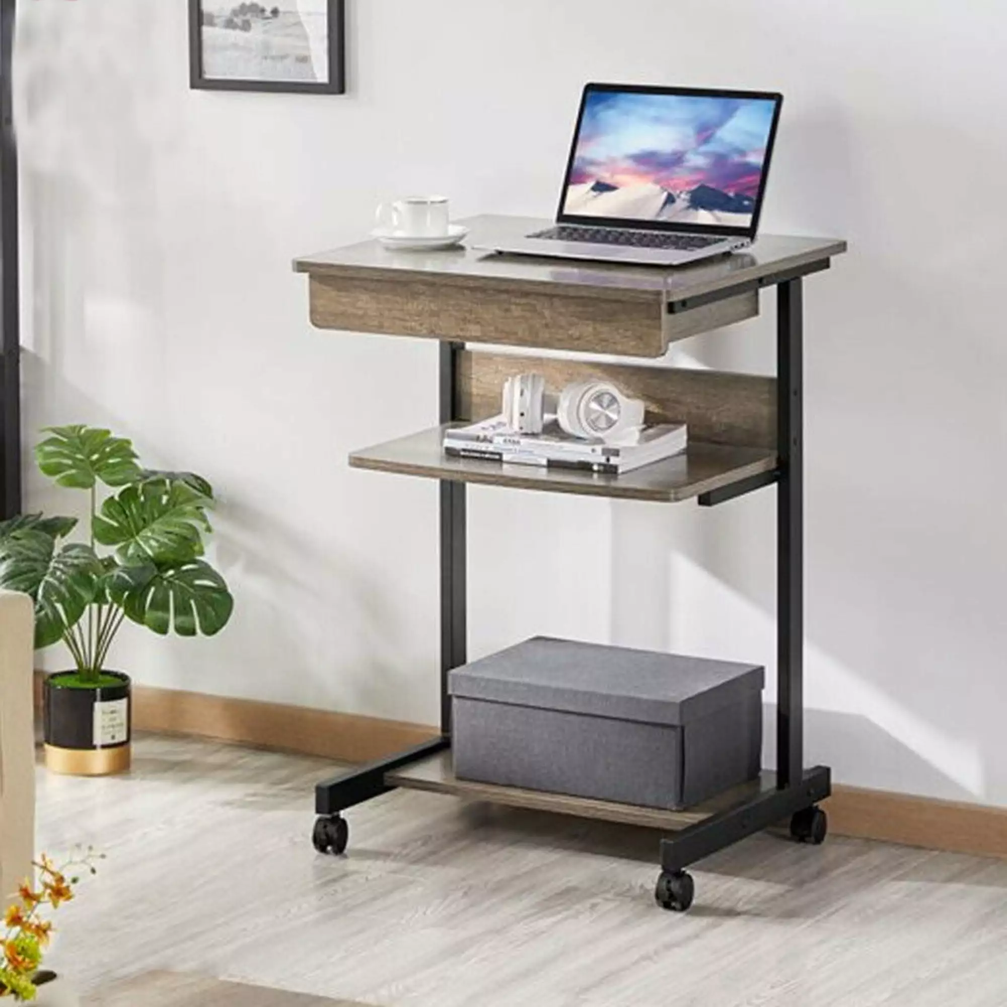 YouLoveIt Rolling Laptop Computer Desk Storage Drawer and Keyboard Tray