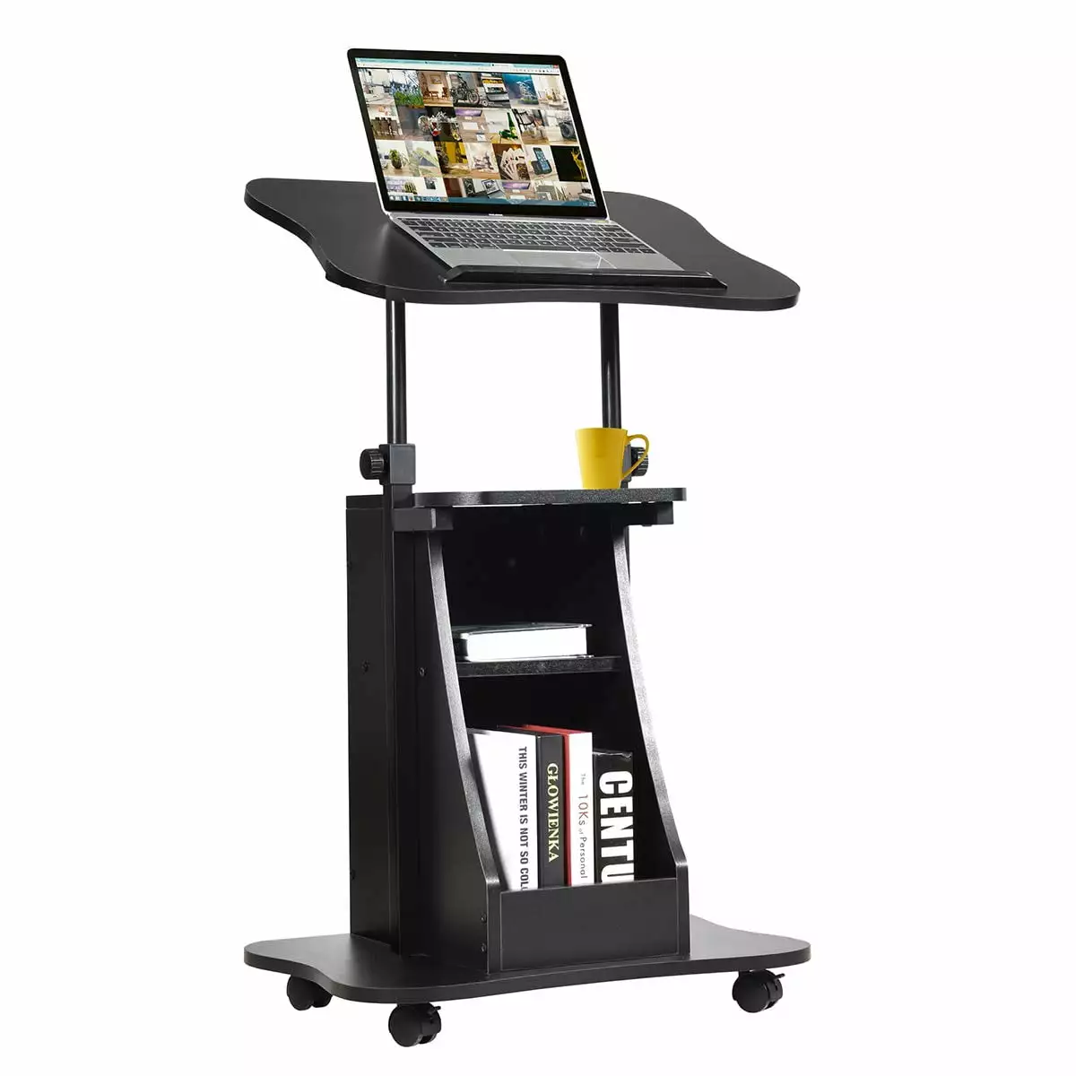 Mobile Laptop Podium Stand Height Adjustable Rolling Desk Swivel Top YOYO
